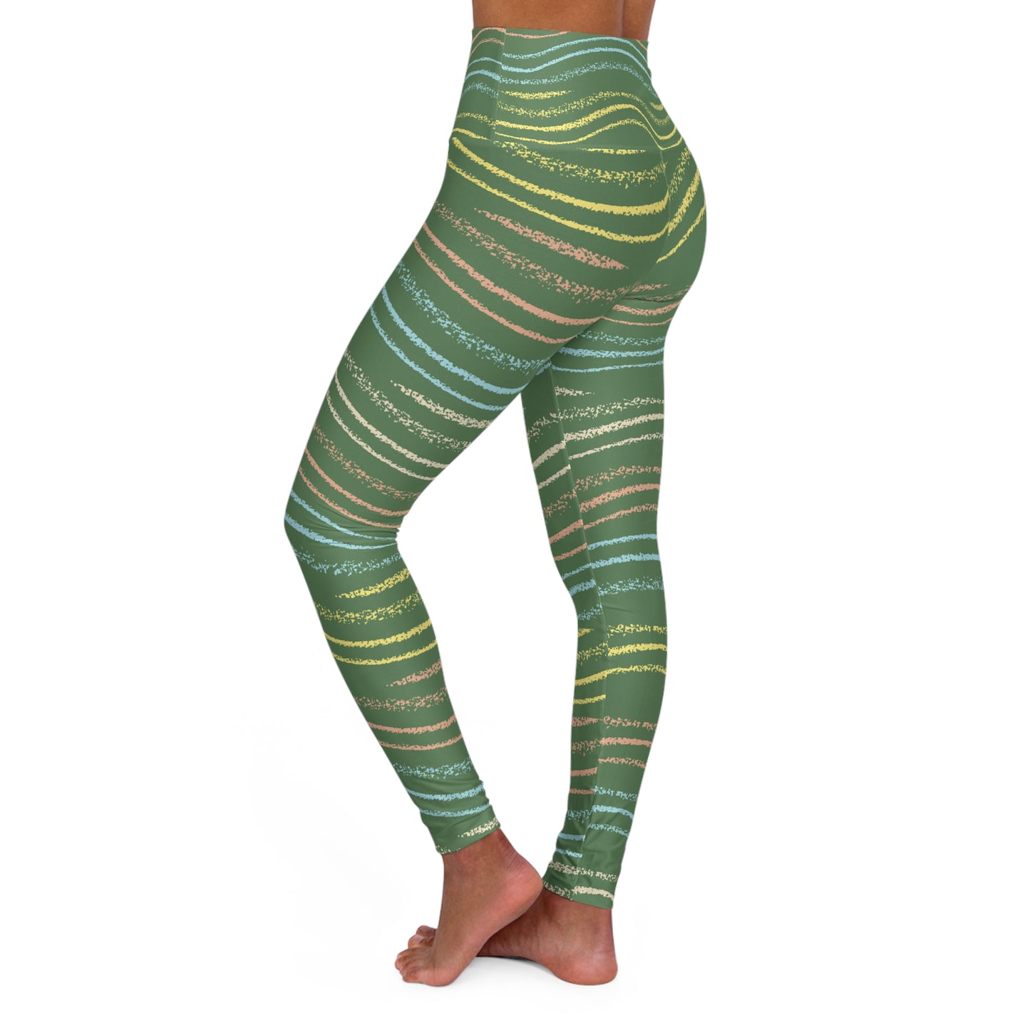 Pastel Tides| Wave Design High Waisted Yoga Leggings