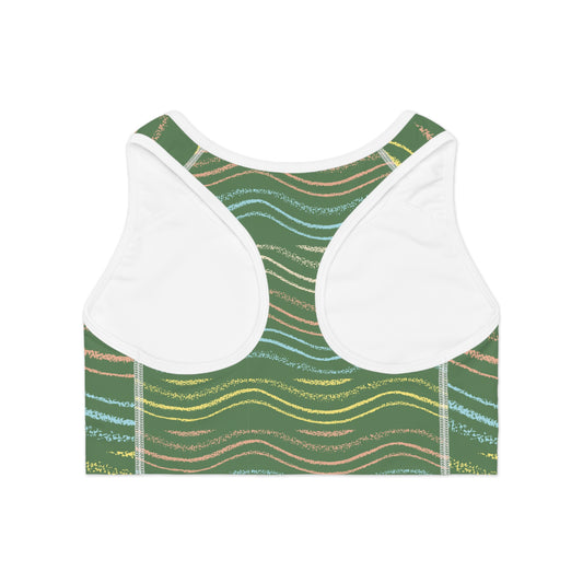 Colorful Wave Pattern Sports Bra