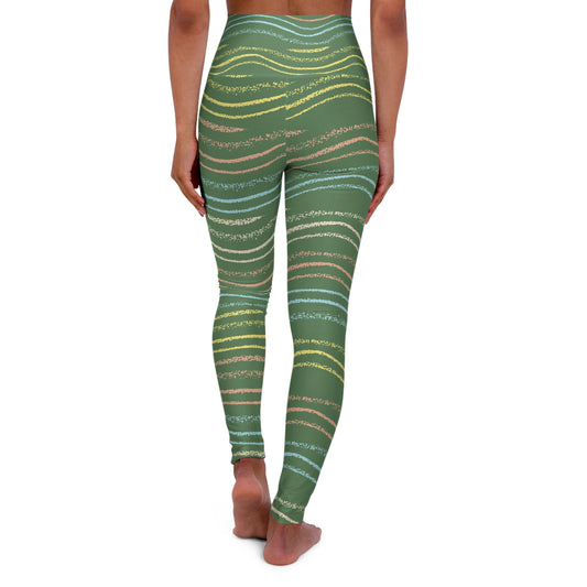 Pastel Tides| Wave Design High Waisted Yoga Leggings