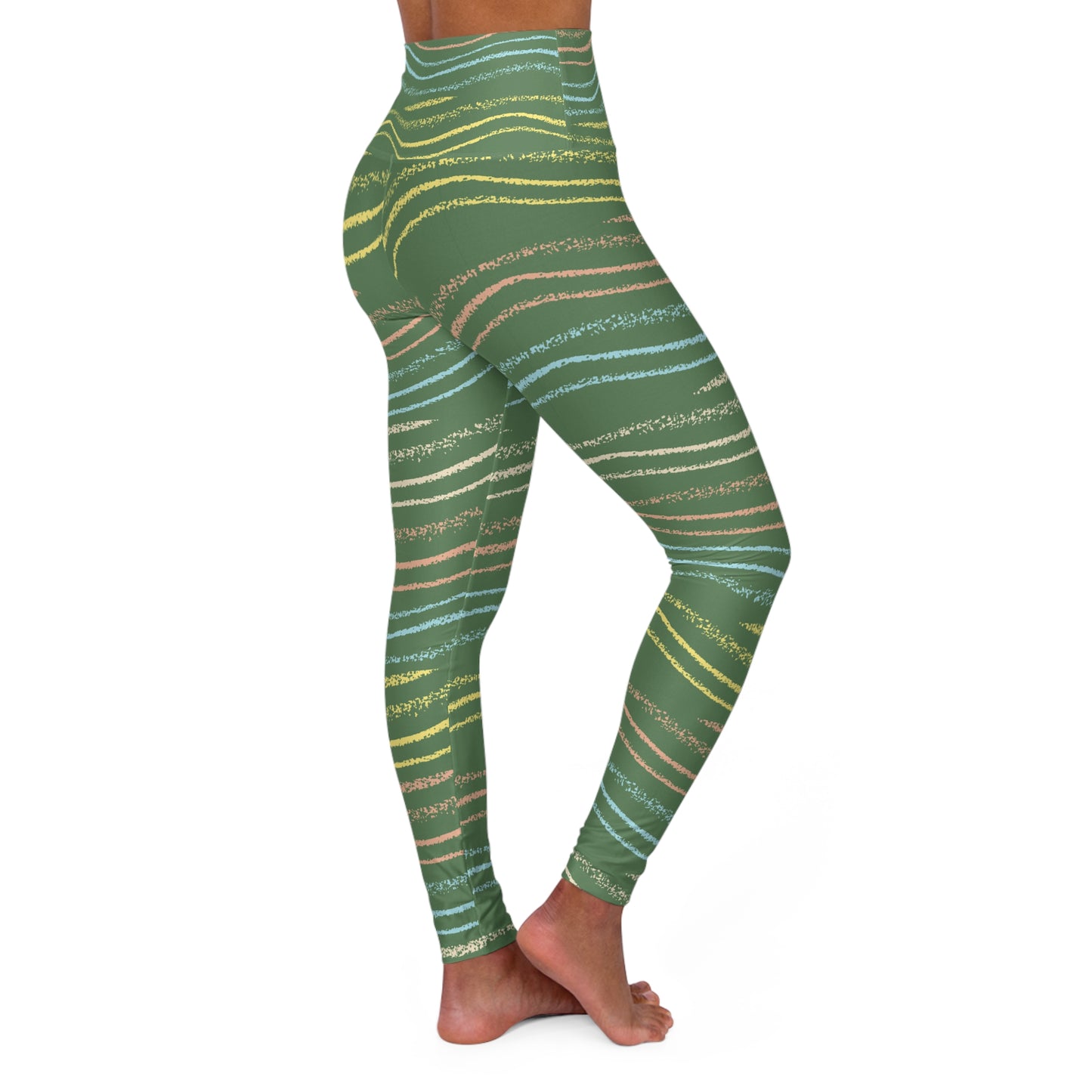 Pastel Tides| Wave Design High Waisted Yoga Leggings
