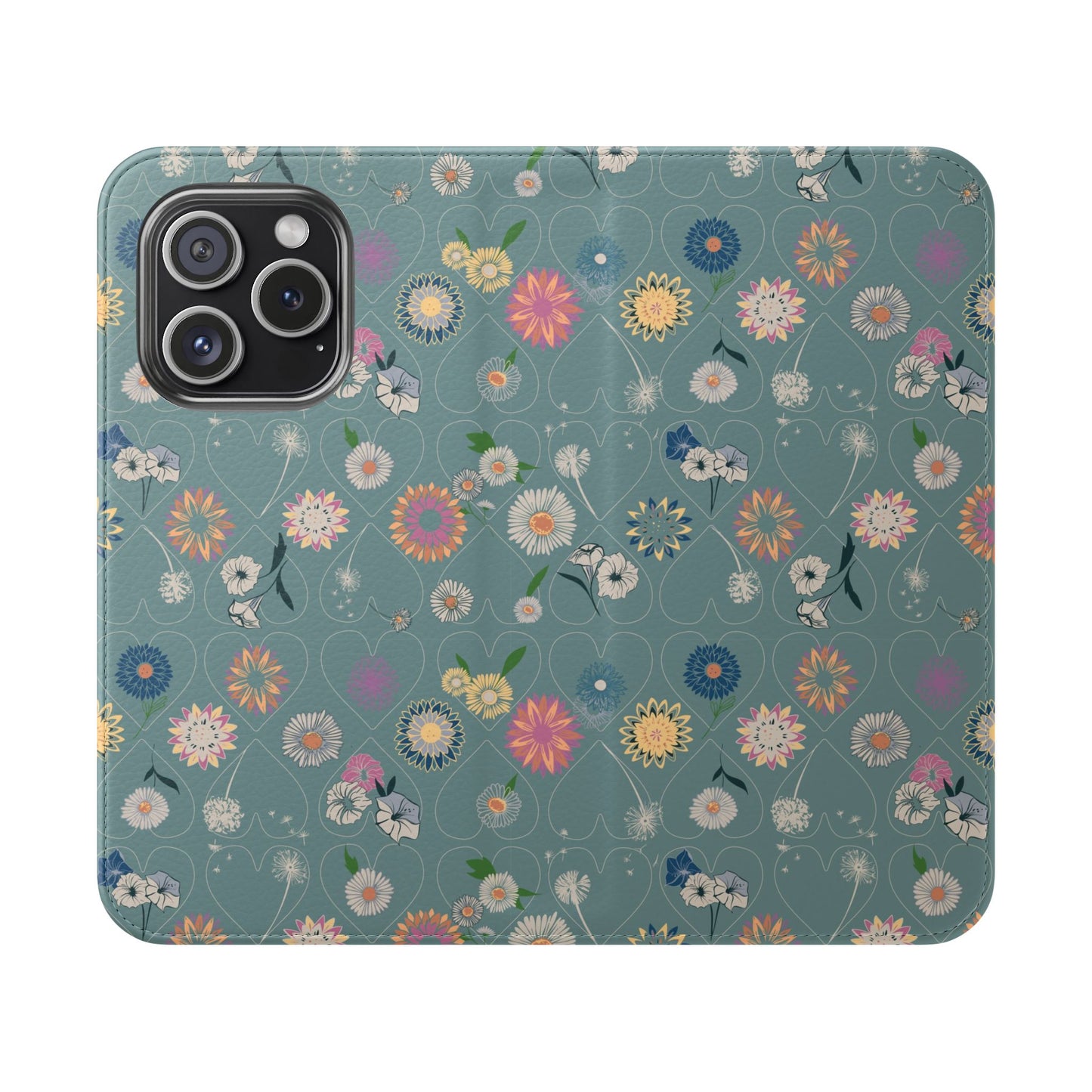 Floral Teal Flip Phone Case ~ Angie Lee Design