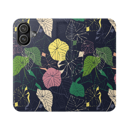 Navy Blue Leaf Flip Phone Case ~ Habour Leaves Design