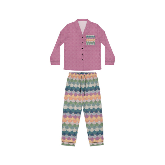 Patterned Satin Pajamas Set - Stillness and Doily Dolly Design