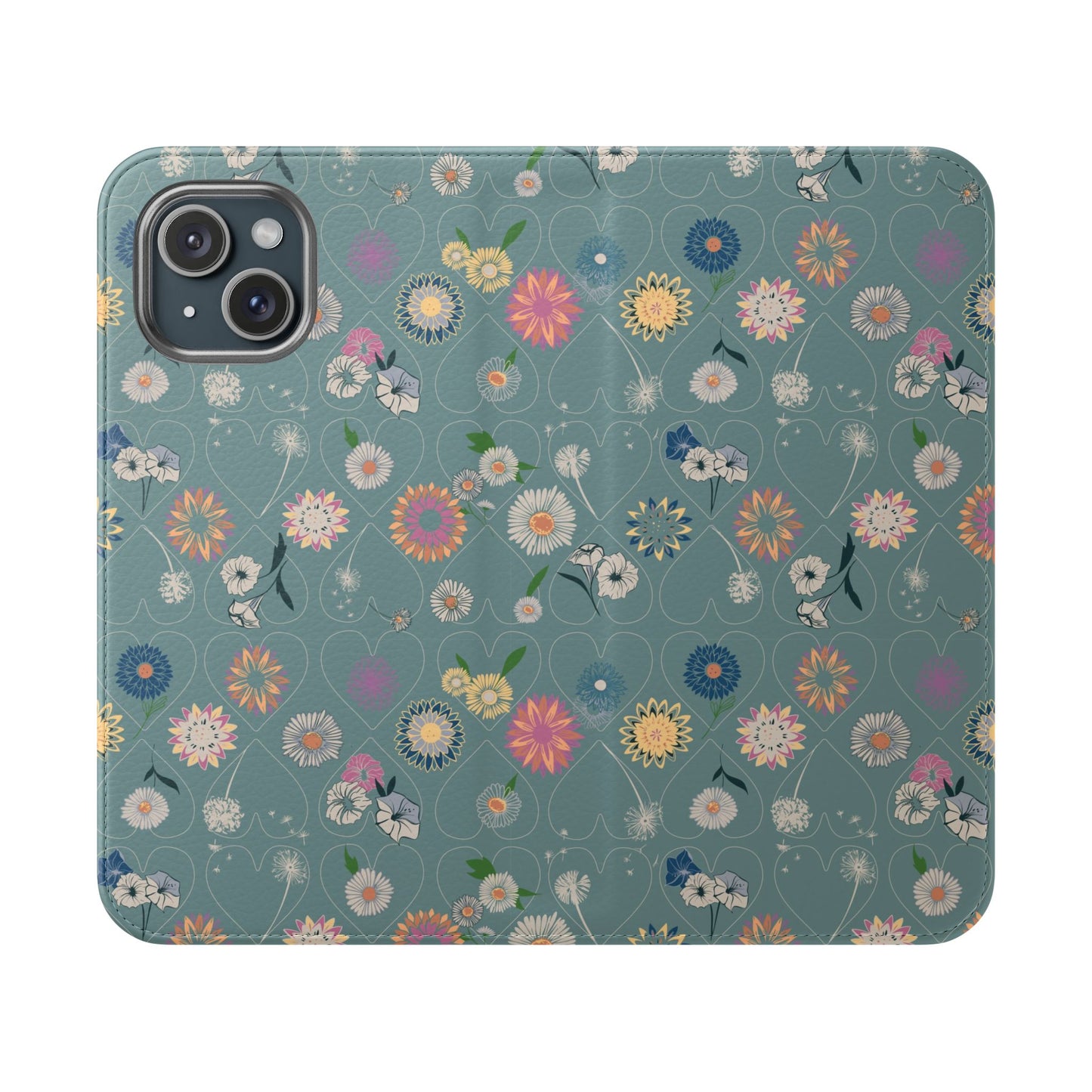 Floral Teal Flip Phone Case ~ Angie Lee Design