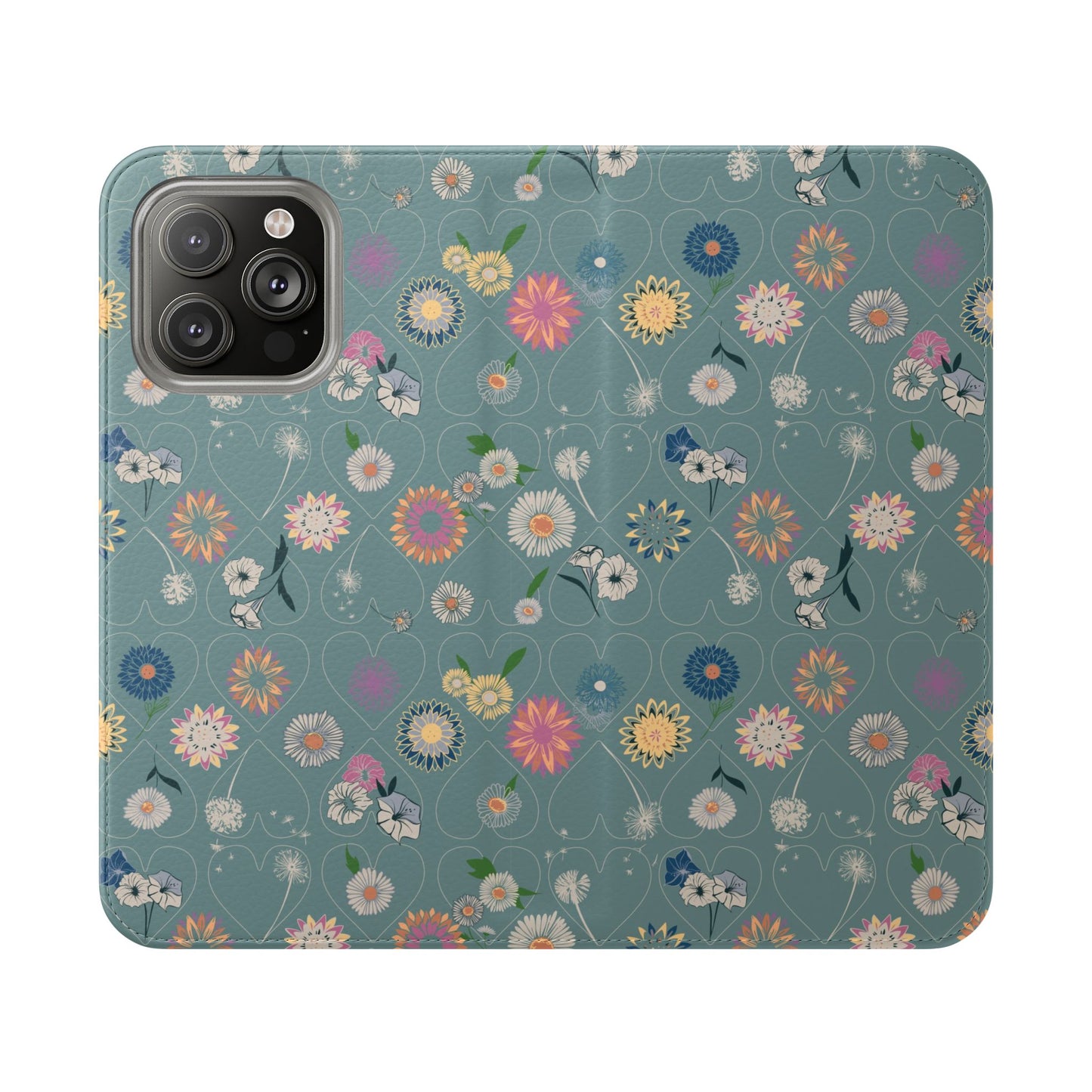 Floral Teal Flip Phone Case ~ Angie Lee Design