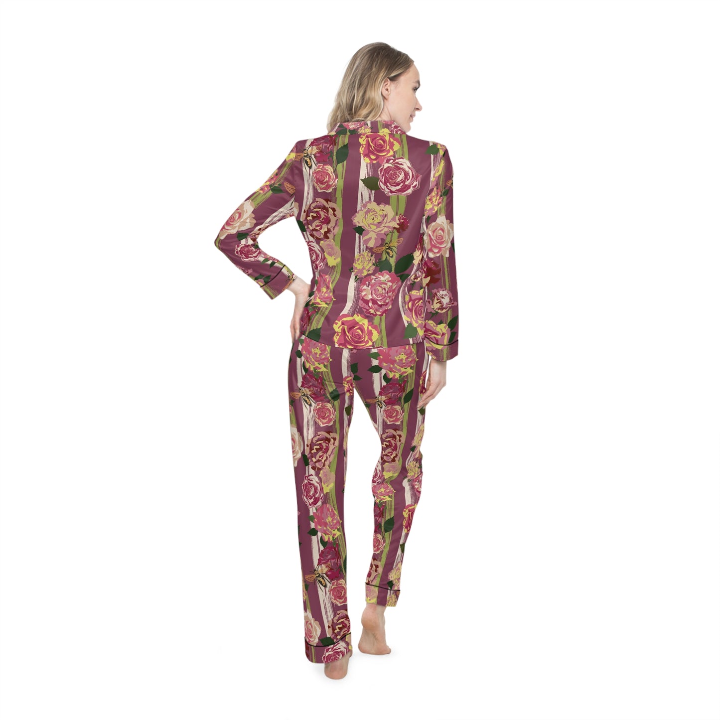 Floral Satin Pajamas Set ~ Humble Rose Design