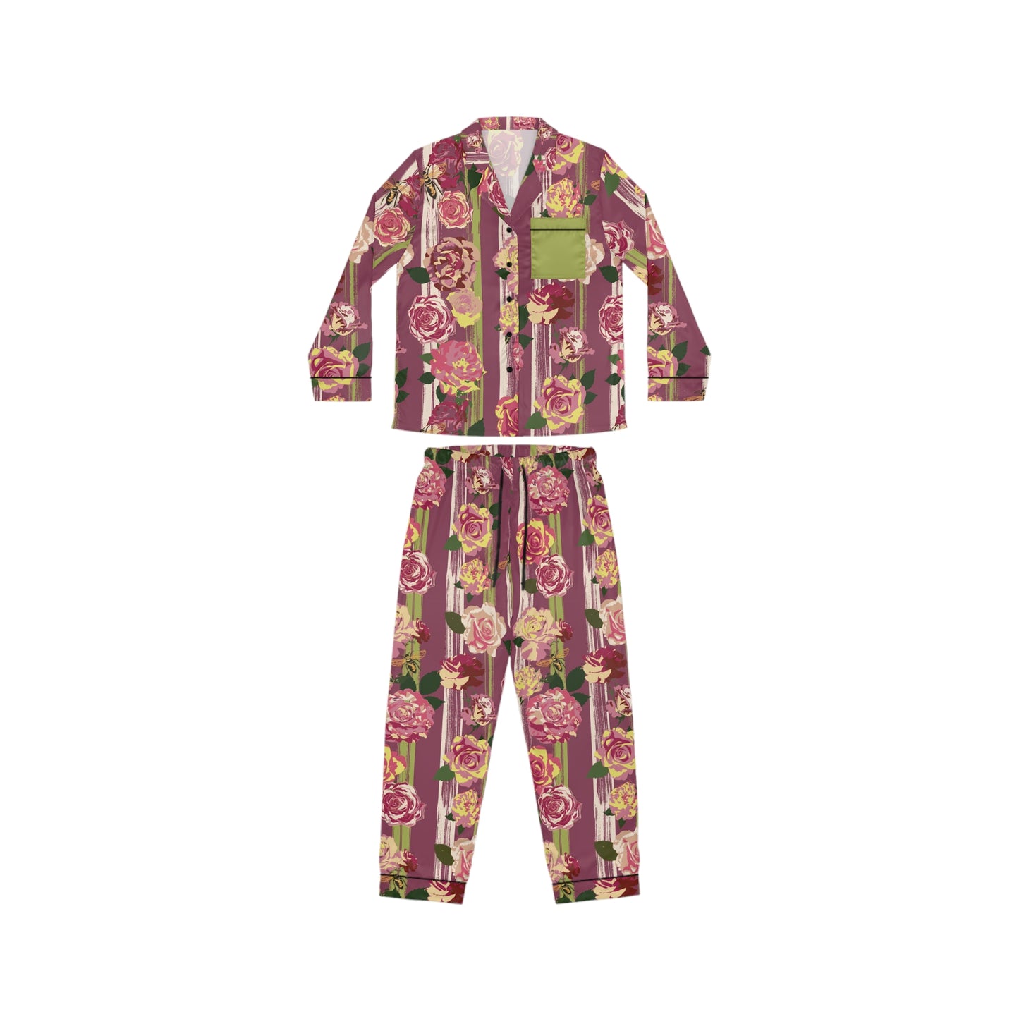 Floral Satin Pajamas Set ~ Humble Rose Design