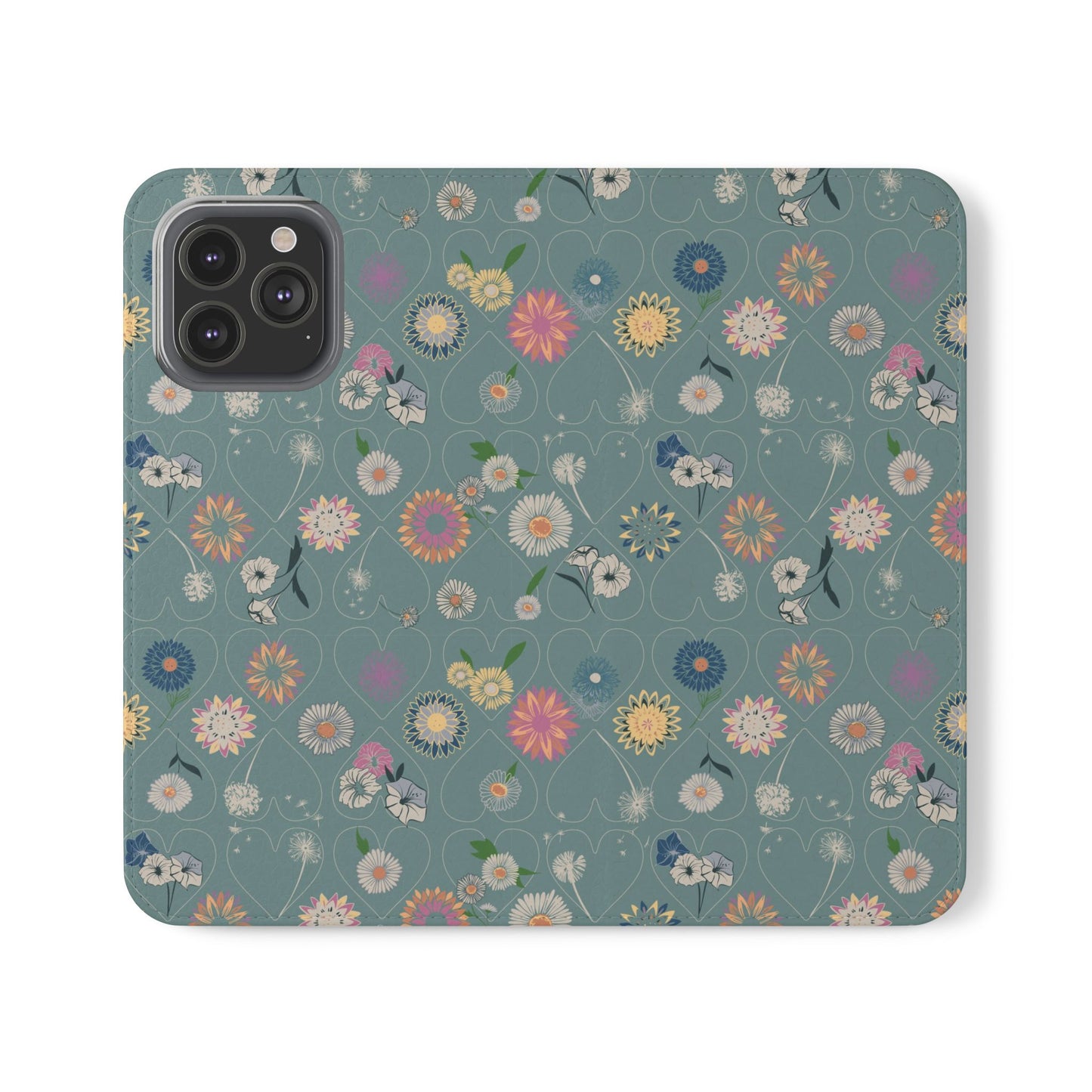 Floral Teal Flip Phone Case ~ Angie Lee Design