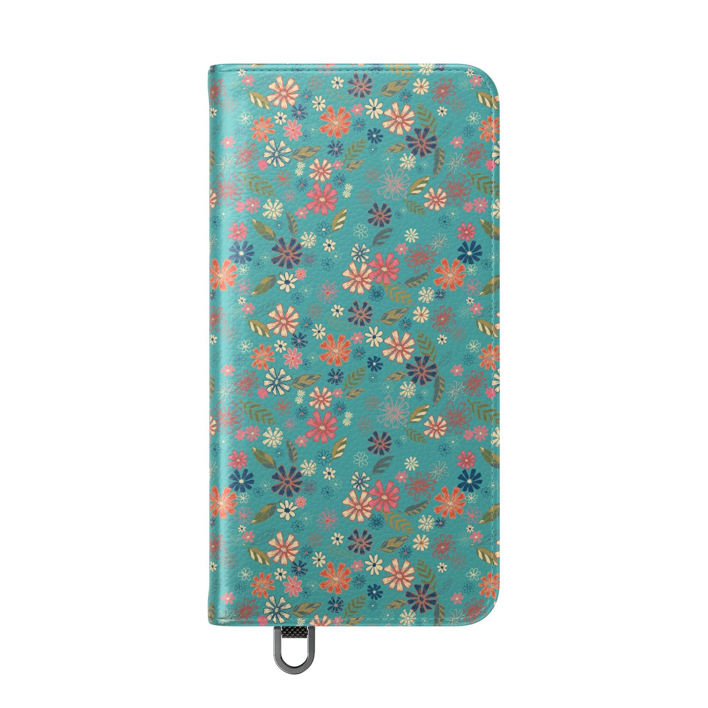 Floral Blue Flip Phone Case — Wallet Folio with Card Slots