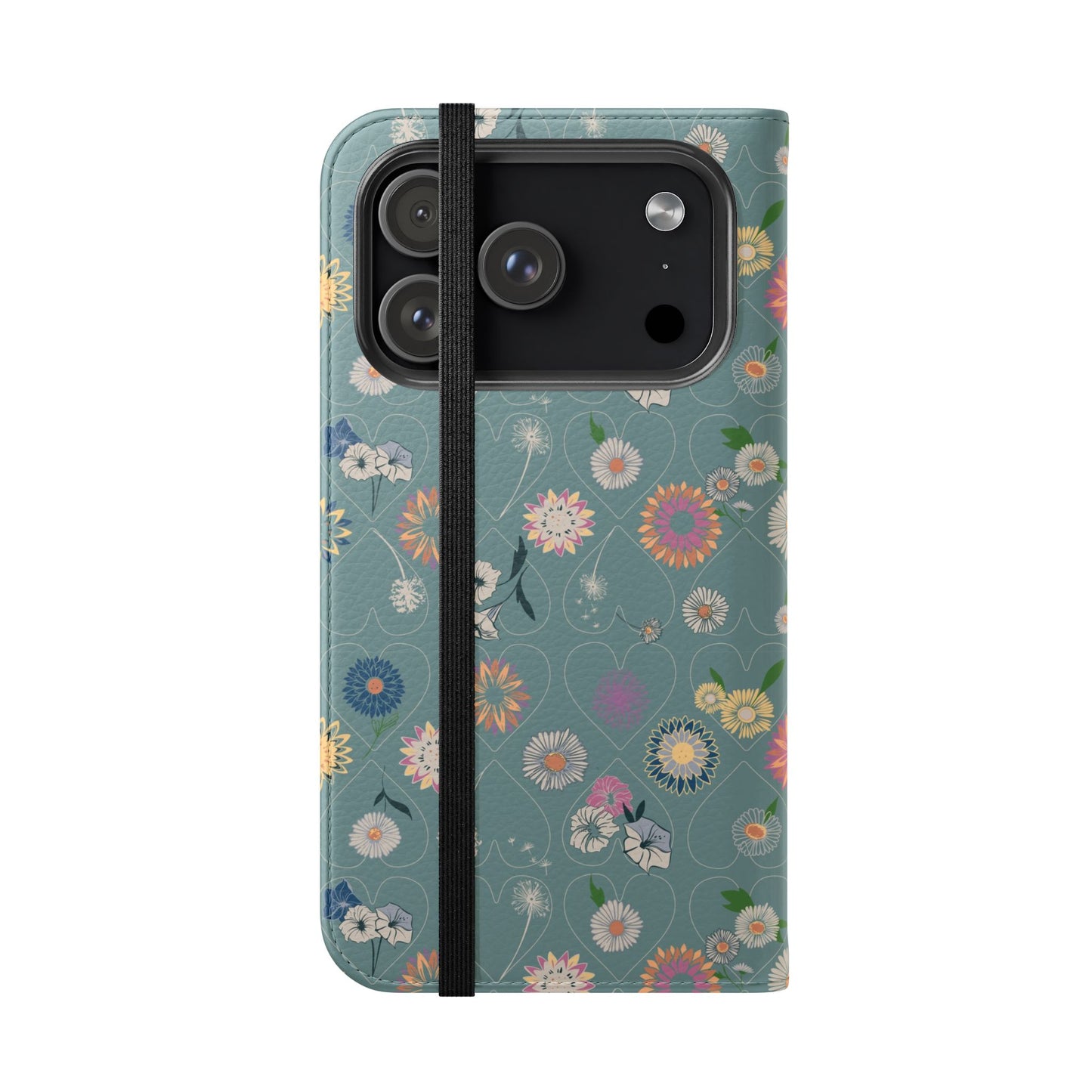 Floral Teal Flip Phone Case ~ Angie Lee Design