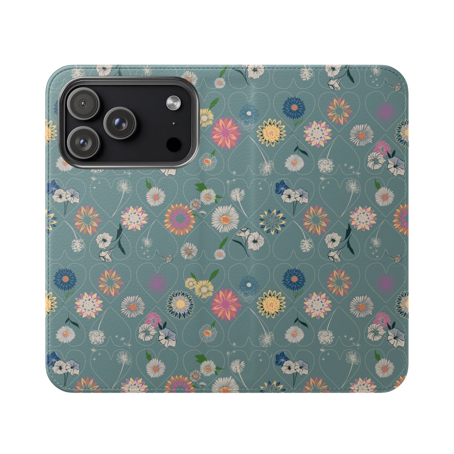 Floral Teal Flip Phone Case ~ Angie Lee Design
