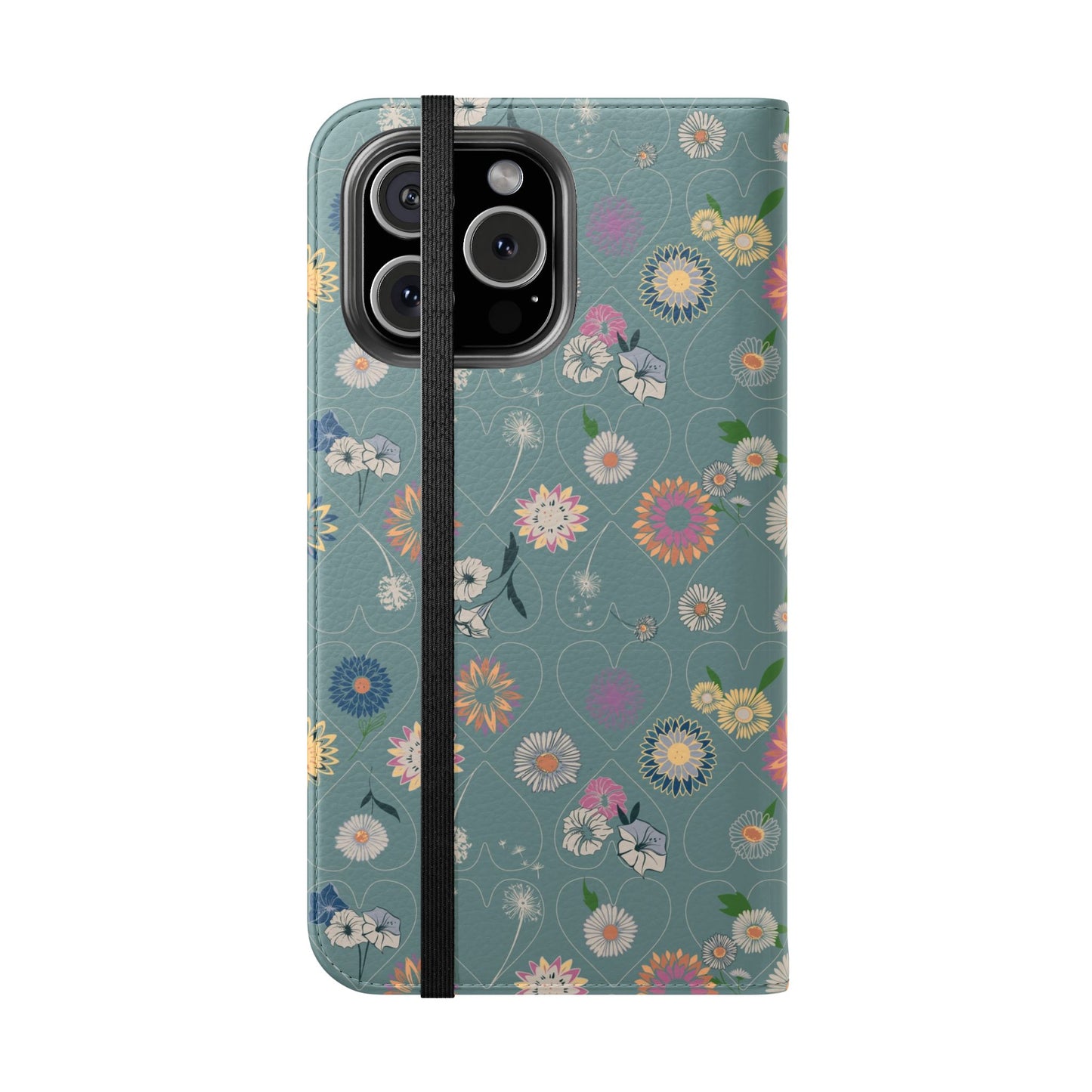 Floral Teal Flip Phone Case ~ Angie Lee Design