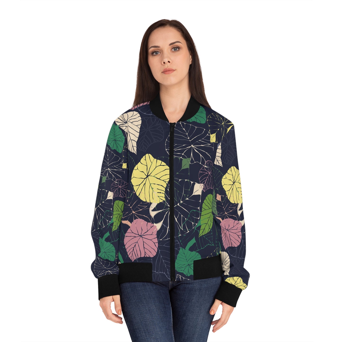 Vintage Bomber Jacket ~ Habour Leaves Design