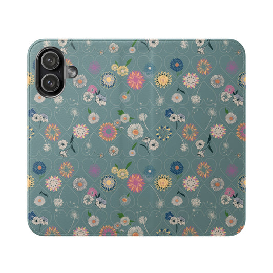 Floral Teal Flip Phone Case ~ Angie Lee Design