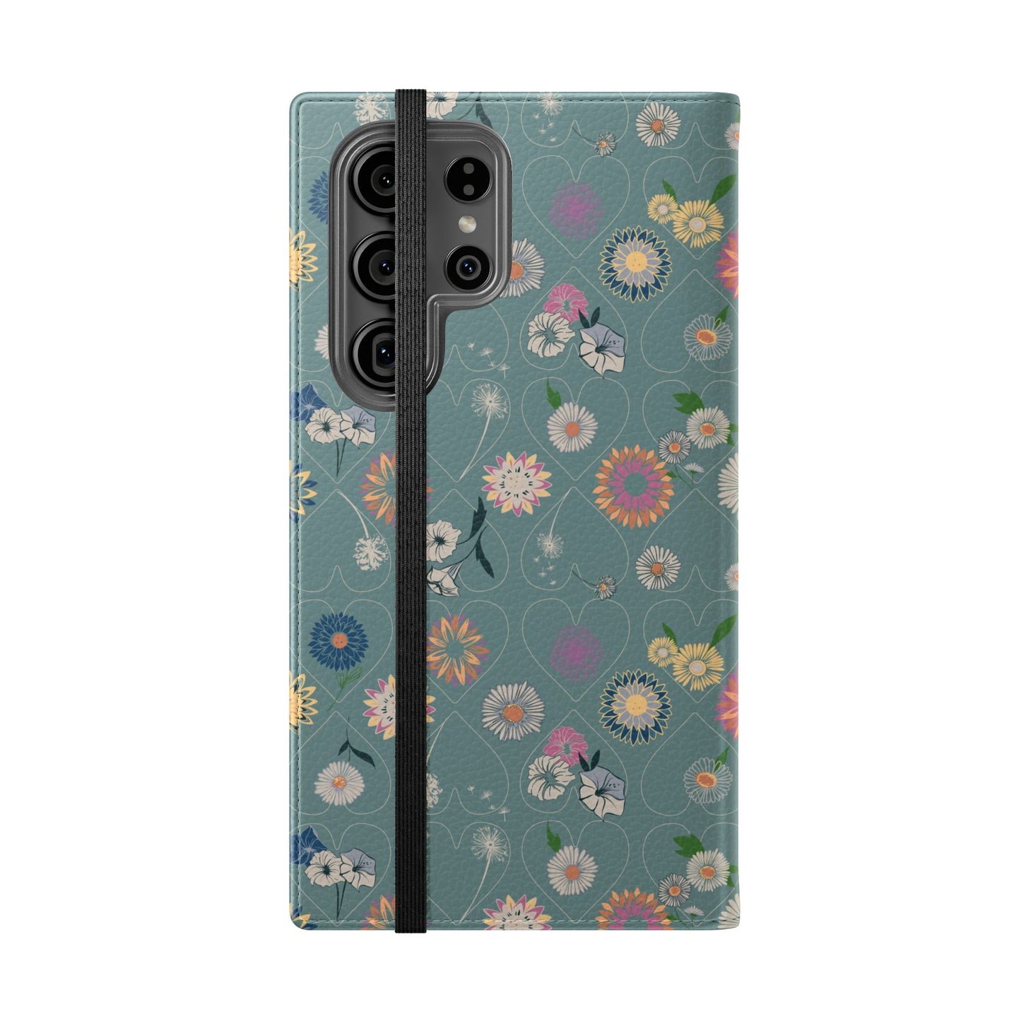 Floral Teal Flip Phone Case ~ Angie Lee Design