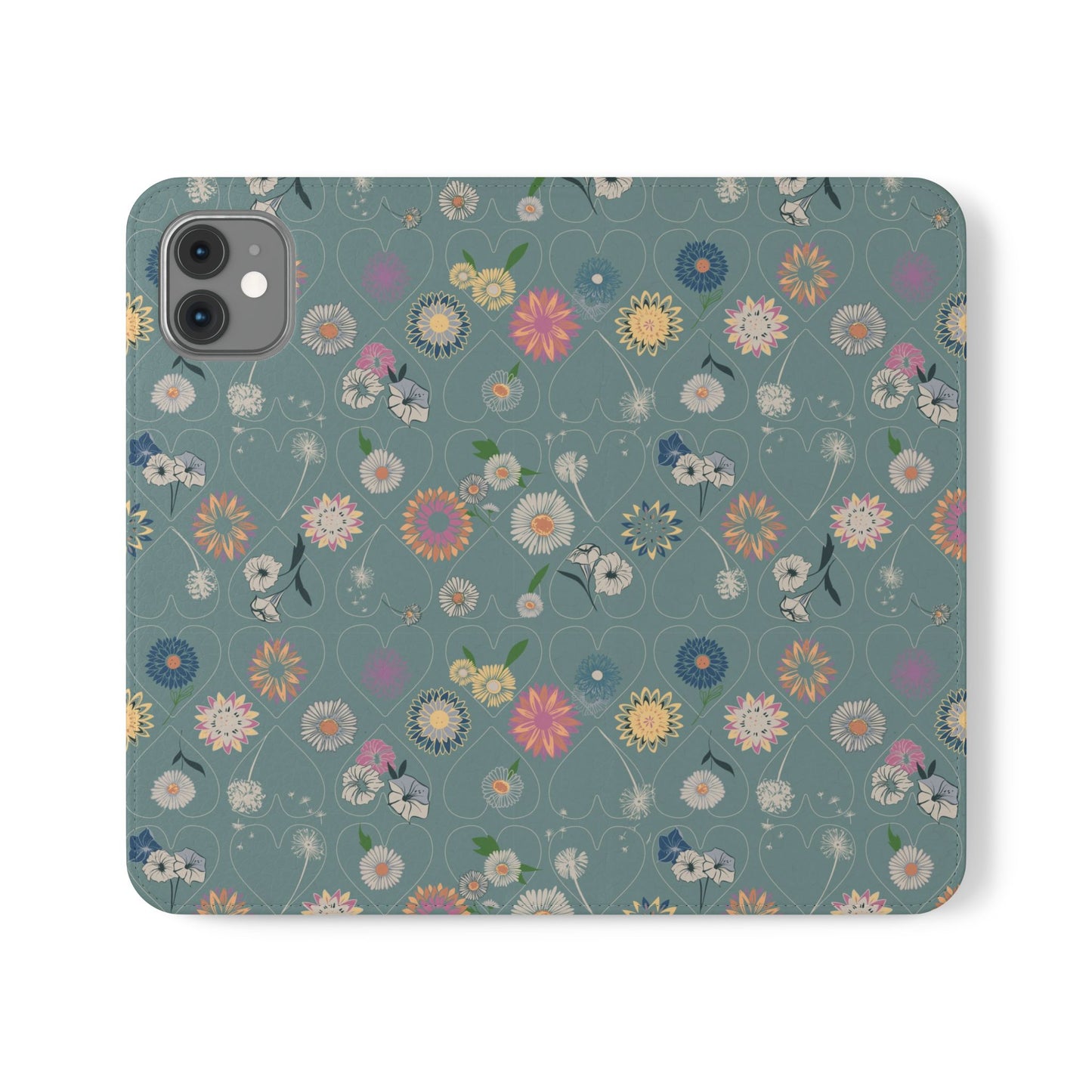 Floral Teal Flip Phone Case ~ Angie Lee Design