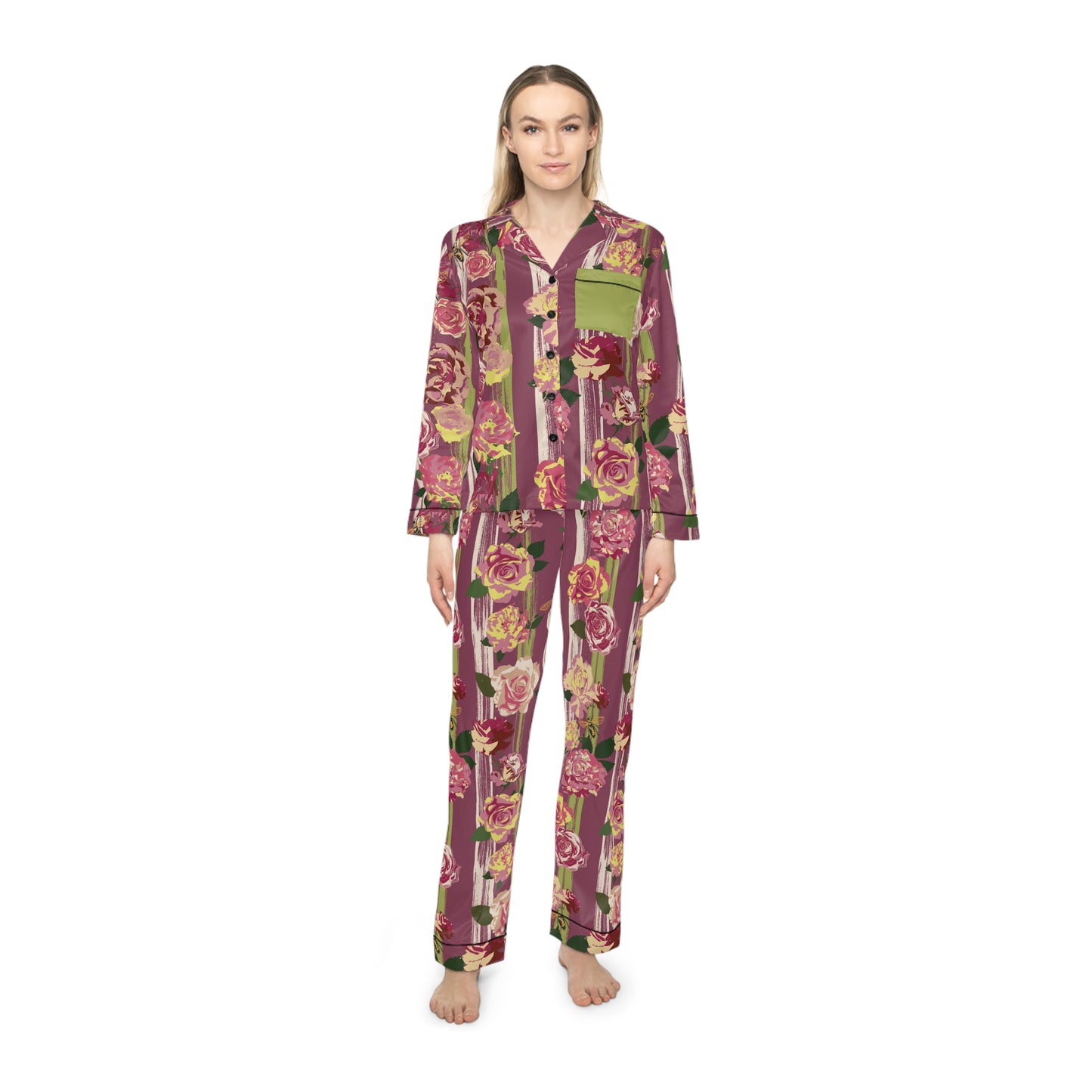 Floral Satin Pajamas Set ~ Humble Rose Design