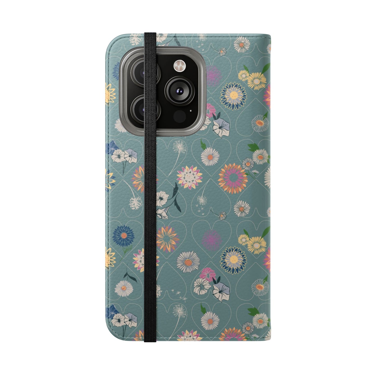 Floral Teal Flip Phone Case ~ Angie Lee Design