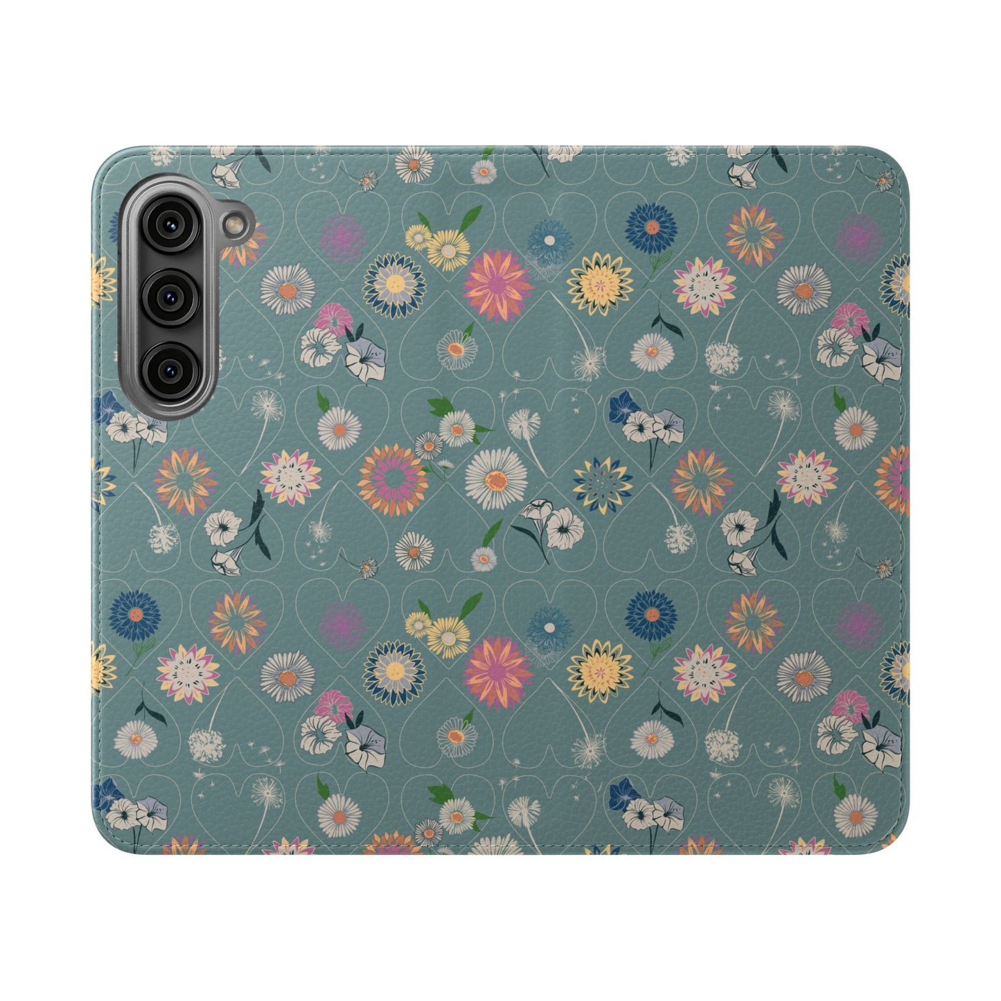 Floral Teal Flip Phone Case ~ Angie Lee Design