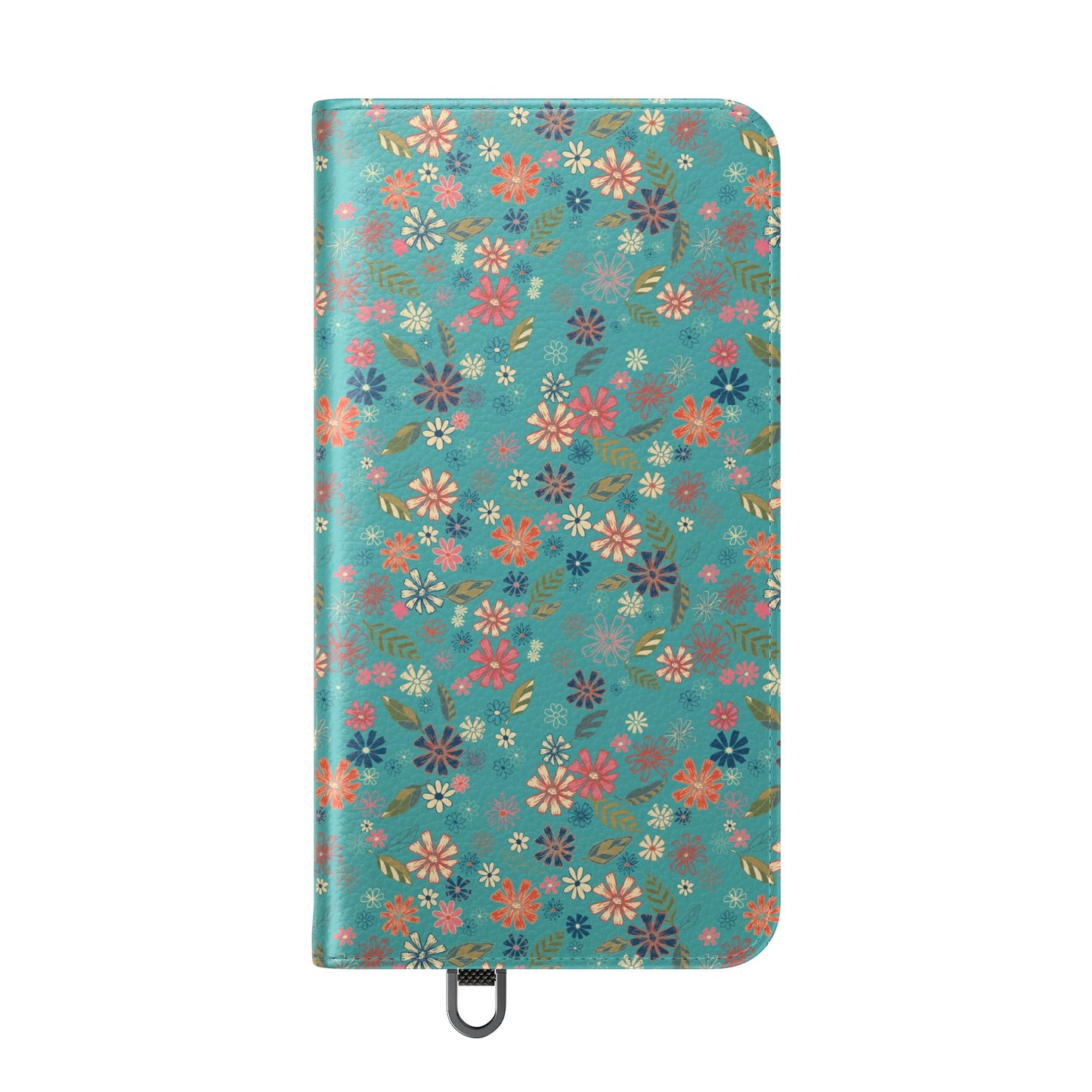 Floral Blue Flip Phone Case — Wallet Folio with Card Slots