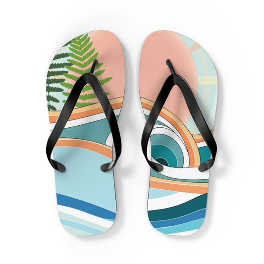 Tropical Waves Flip Flops — Beachy Palm Summer Sandals