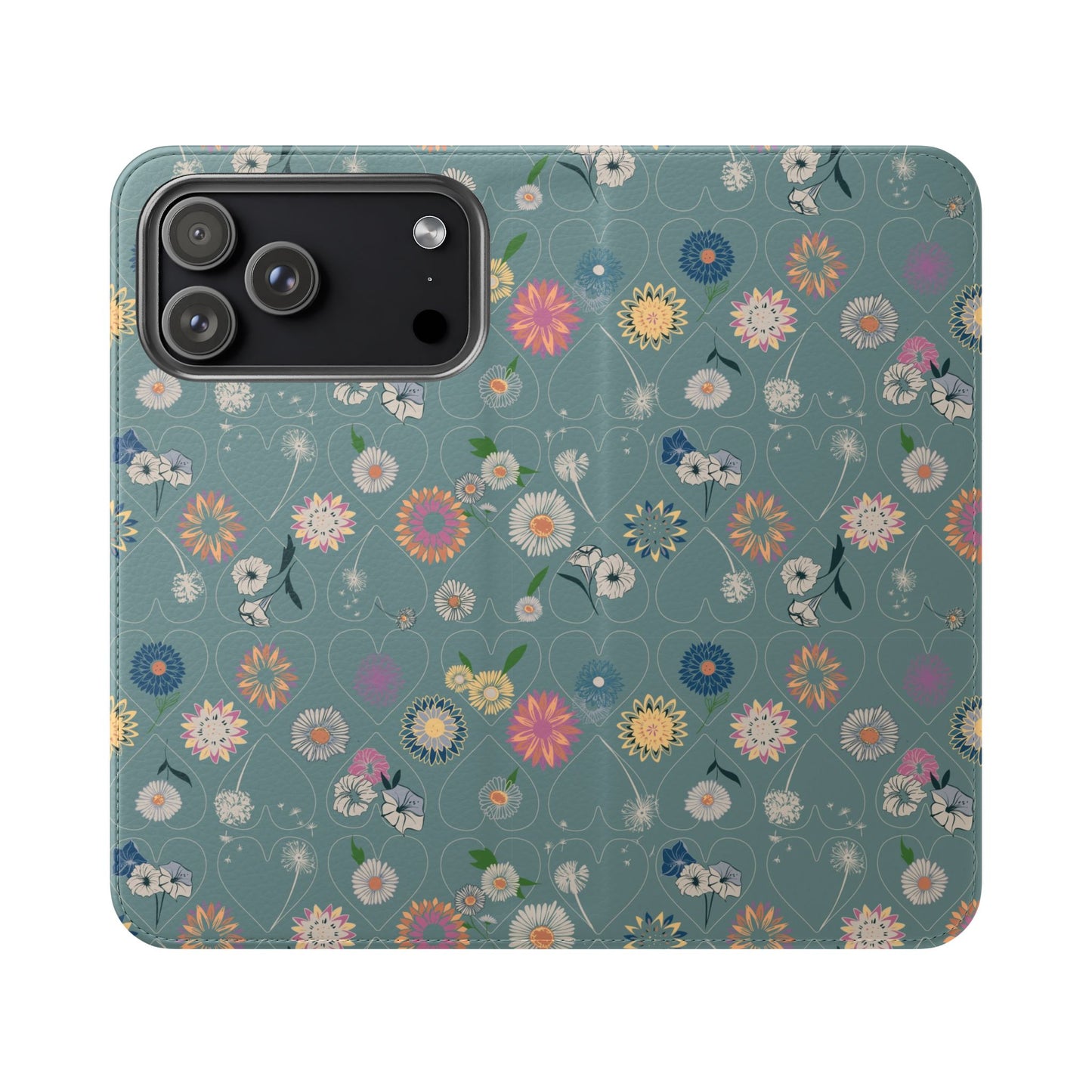 Floral Teal Flip Phone Case ~ Angie Lee Design