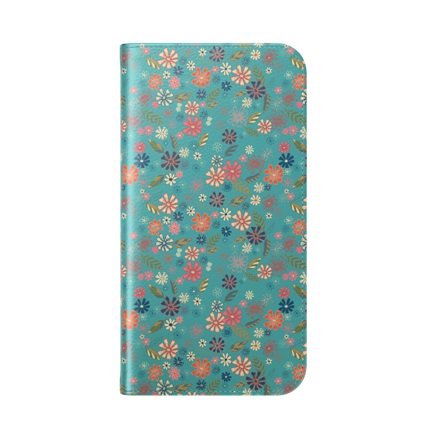 Floral Blue Flip Phone Case — Wallet Folio with Card Slots