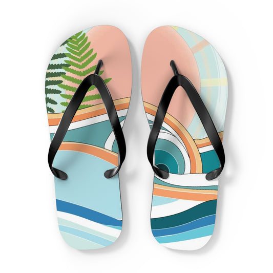 Tropical Waves Flip Flops — Beachy Palm Summer Sandals