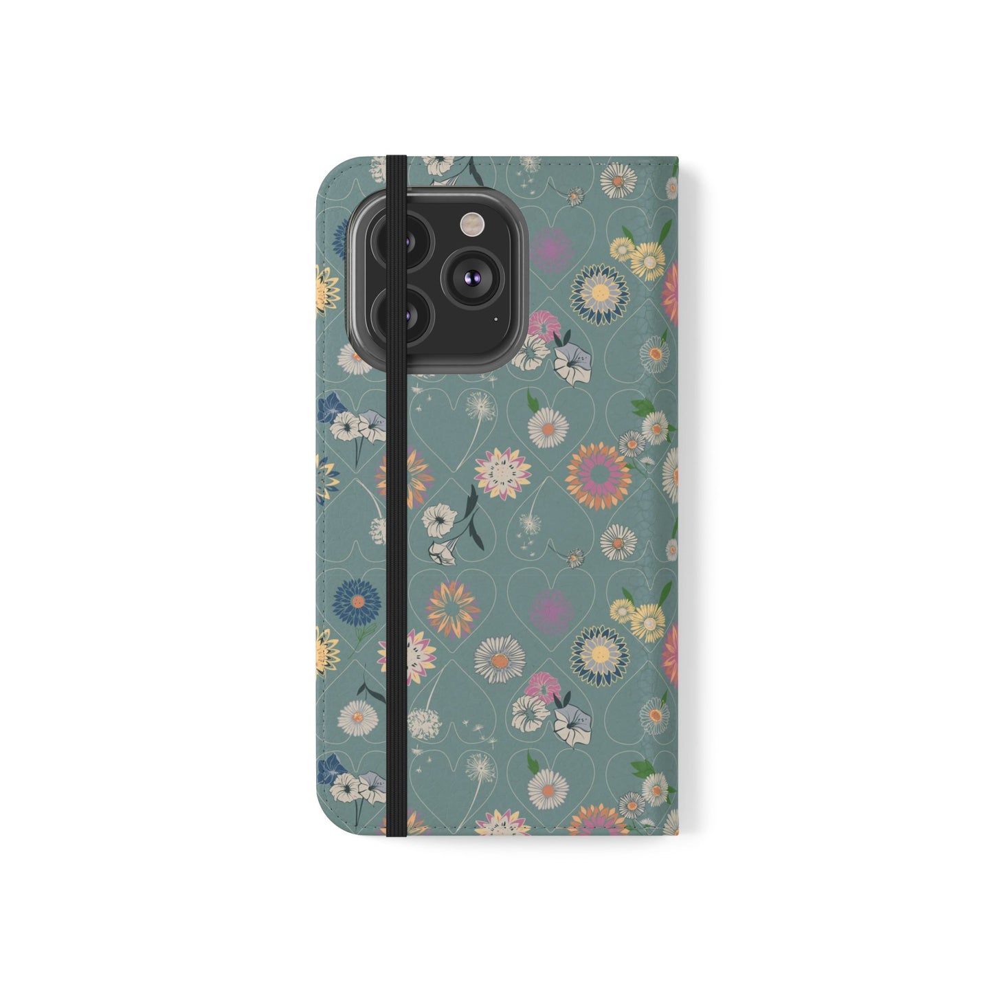 Floral Teal Flip Phone Case ~ Angie Lee Design