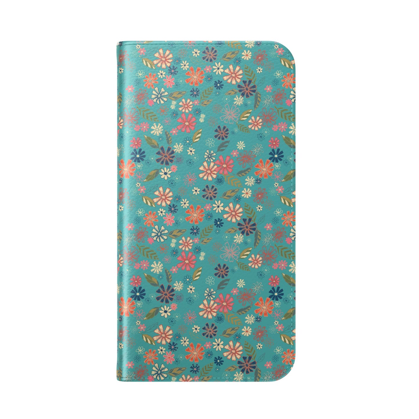 Floral Blue Flip Phone Case — Wallet Folio with Card Slots