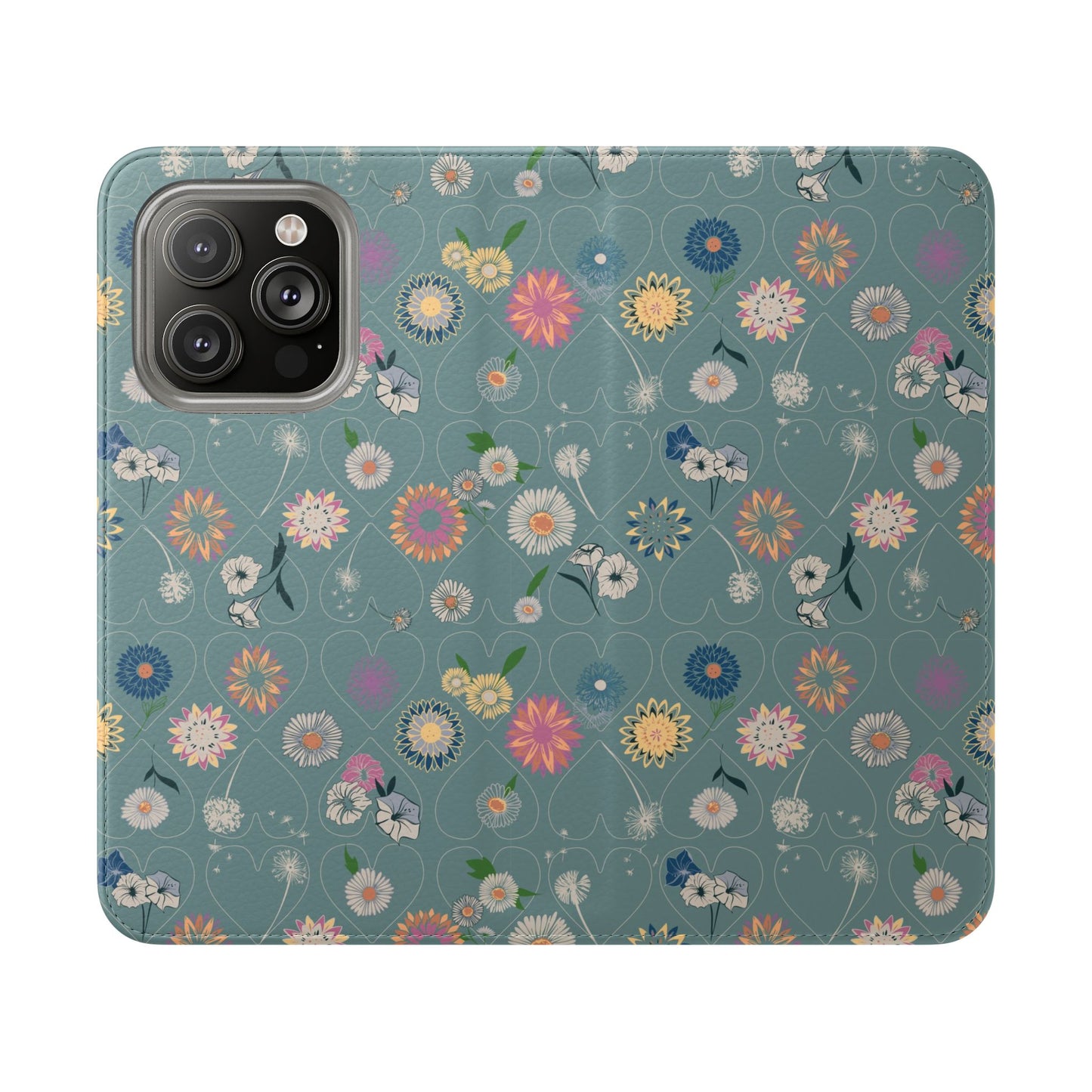 Floral Teal Flip Phone Case ~ Angie Lee Design