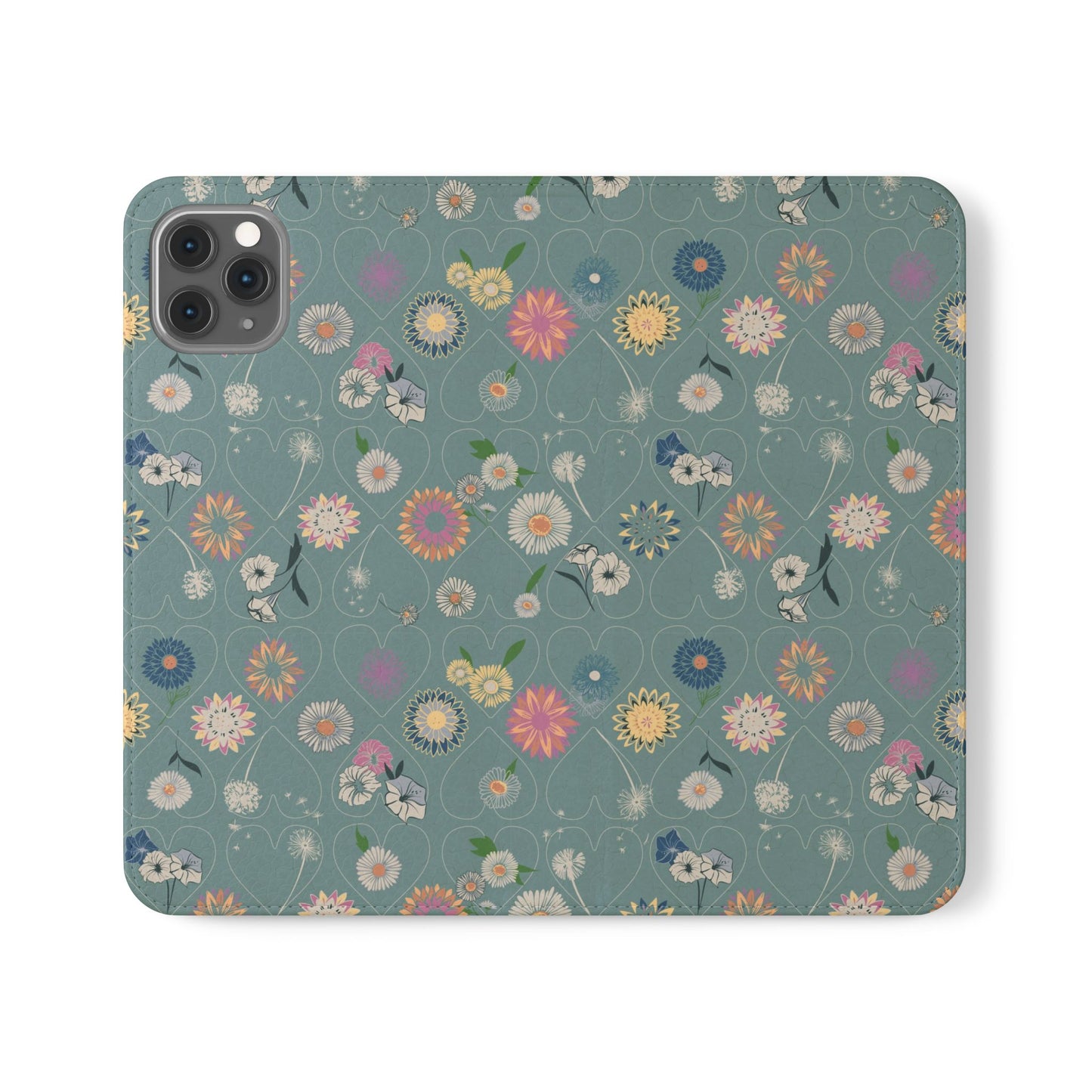 Floral Teal Flip Phone Case ~ Angie Lee Design