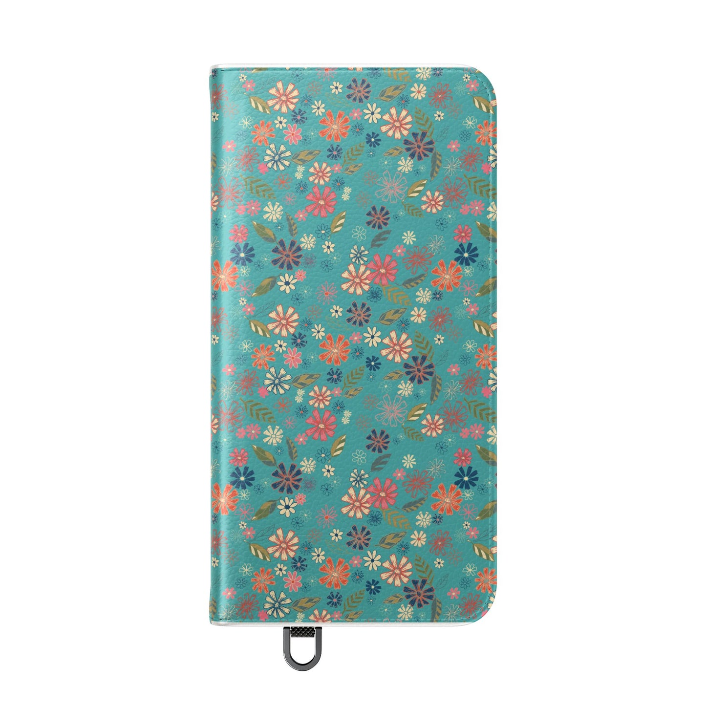 Floral Blue Flip Phone Case — Wallet Folio with Card Slots