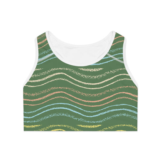 Colorful Wave Pattern Sports Bra