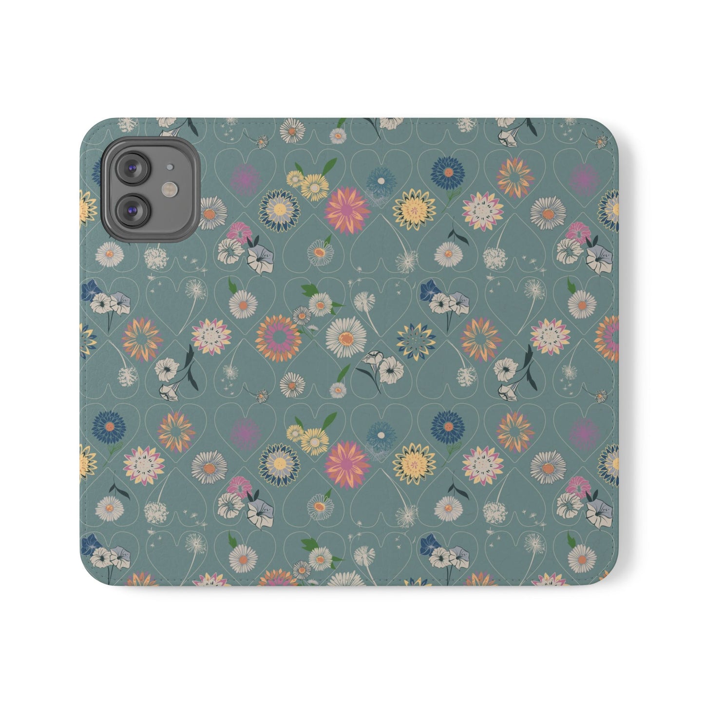 Floral Teal Flip Phone Case ~ Angie Lee Design