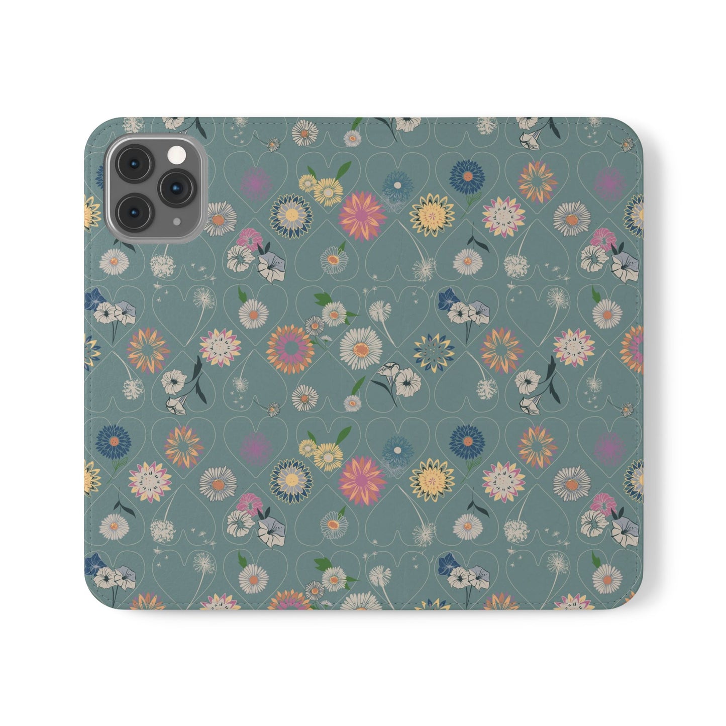 Floral Teal Flip Phone Case ~ Angie Lee Design