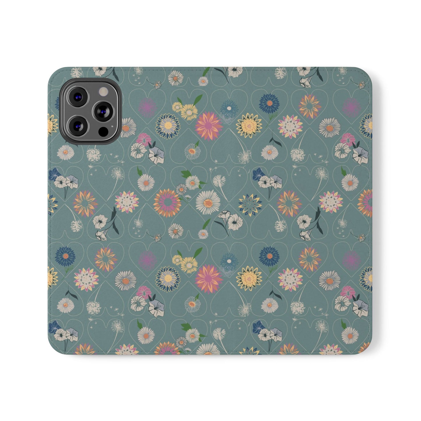 Floral Teal Flip Phone Case ~ Angie Lee Design