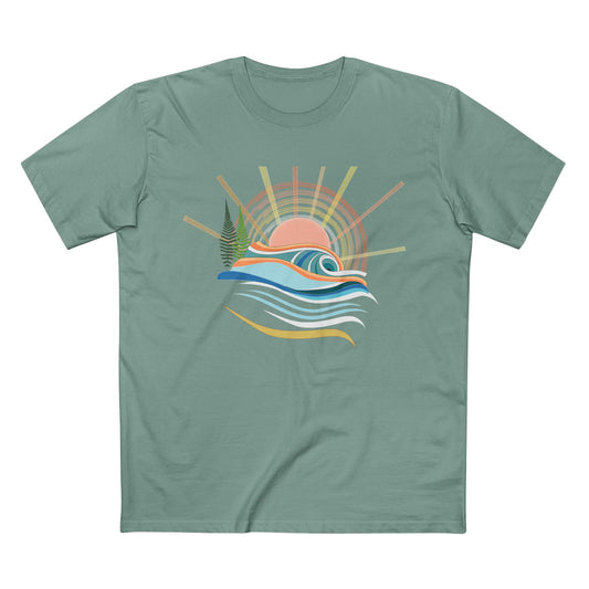 Sunset Surf Waves Tee — Retro Beach Sunrise Graphic T-Shirt