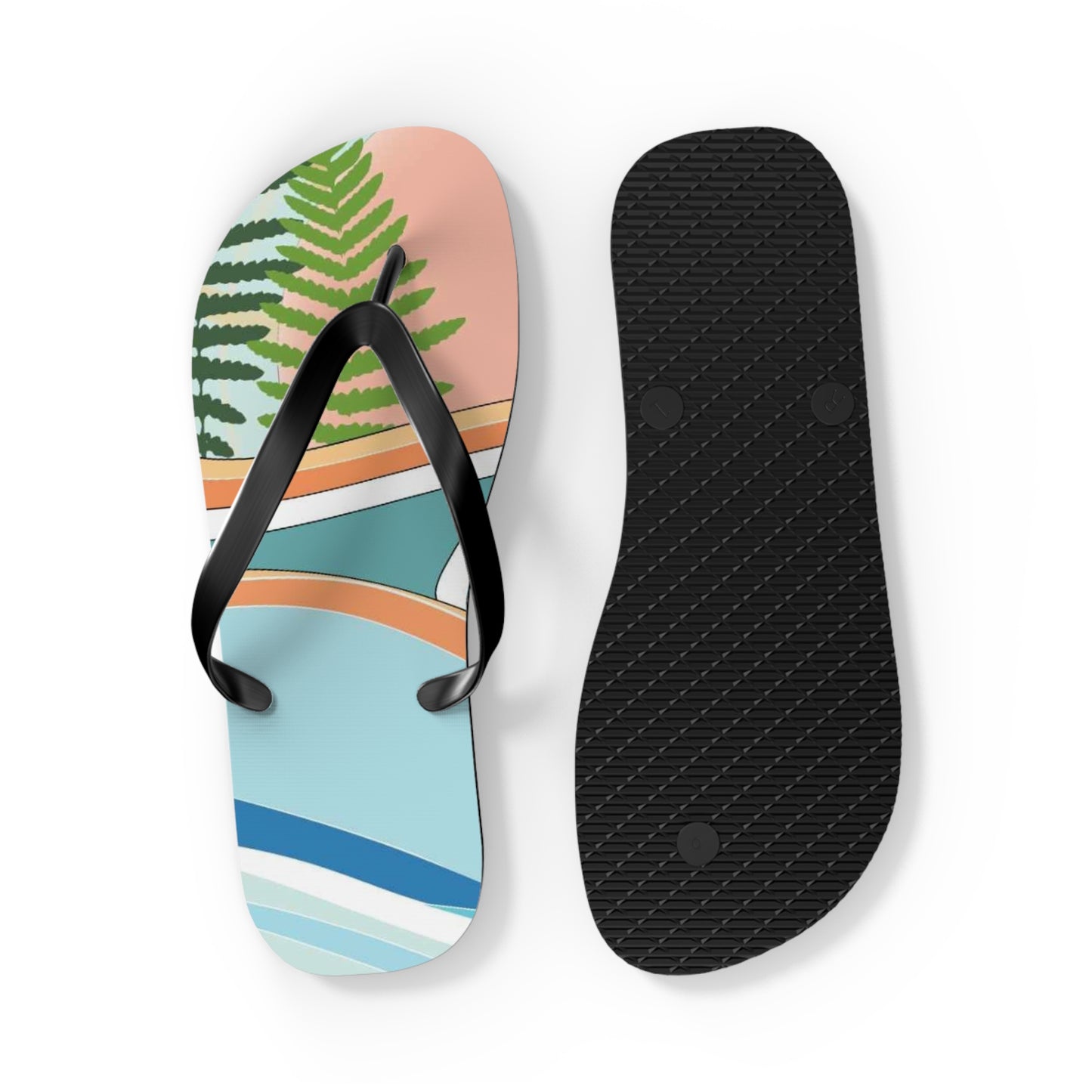 Tropical Waves Flip Flops — Beachy Palm Summer Sandals