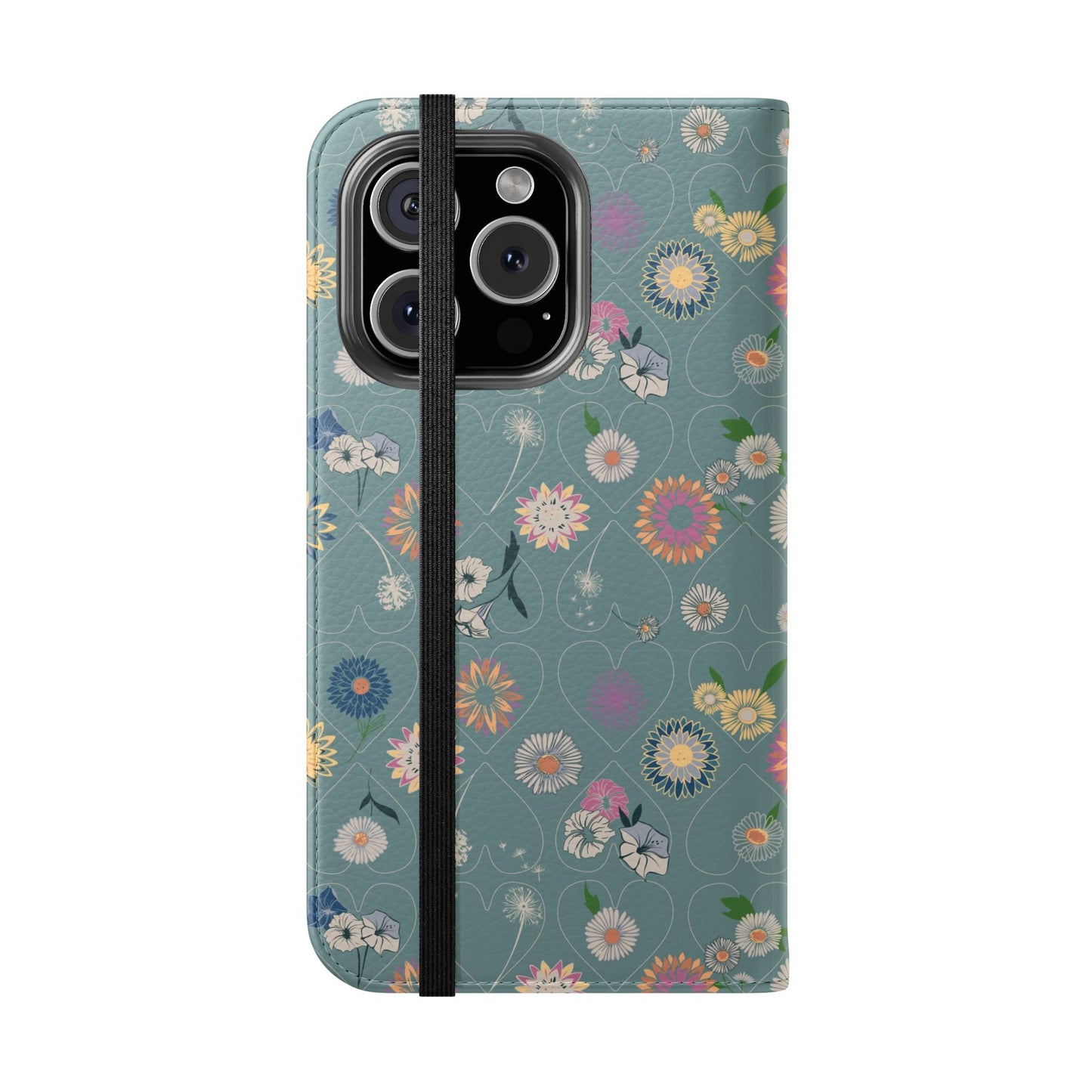 Floral Teal Flip Phone Case ~ Angie Lee Design