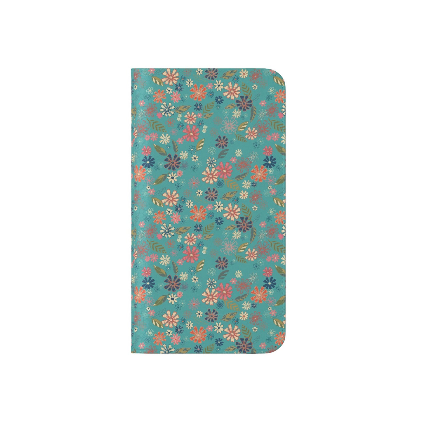 Floral Blue Flip Phone Case — Wallet Folio with Card Slots