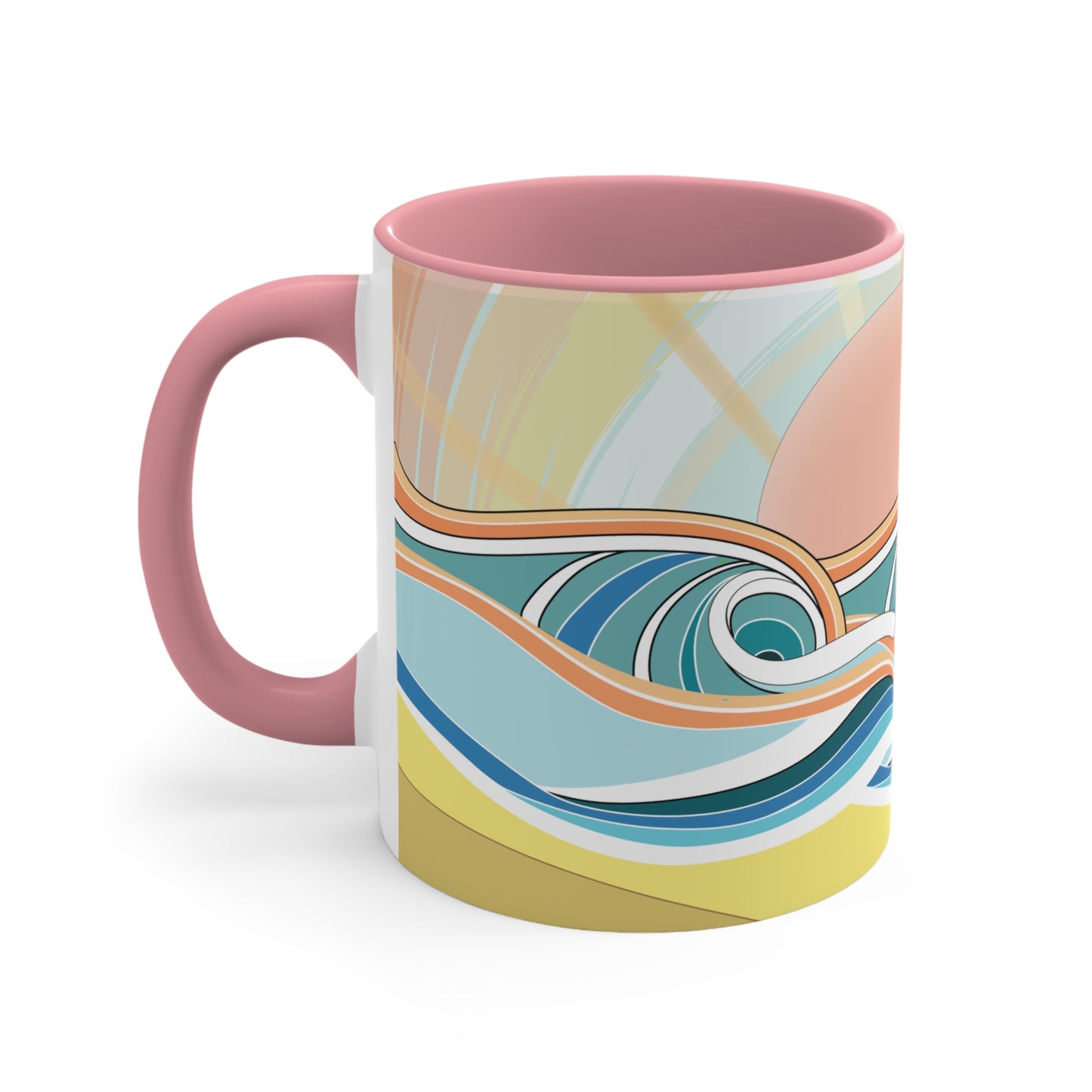 Sunrise Waves Accent Mug — Colorful Beachy 11oz Ceramic Coffee Cup