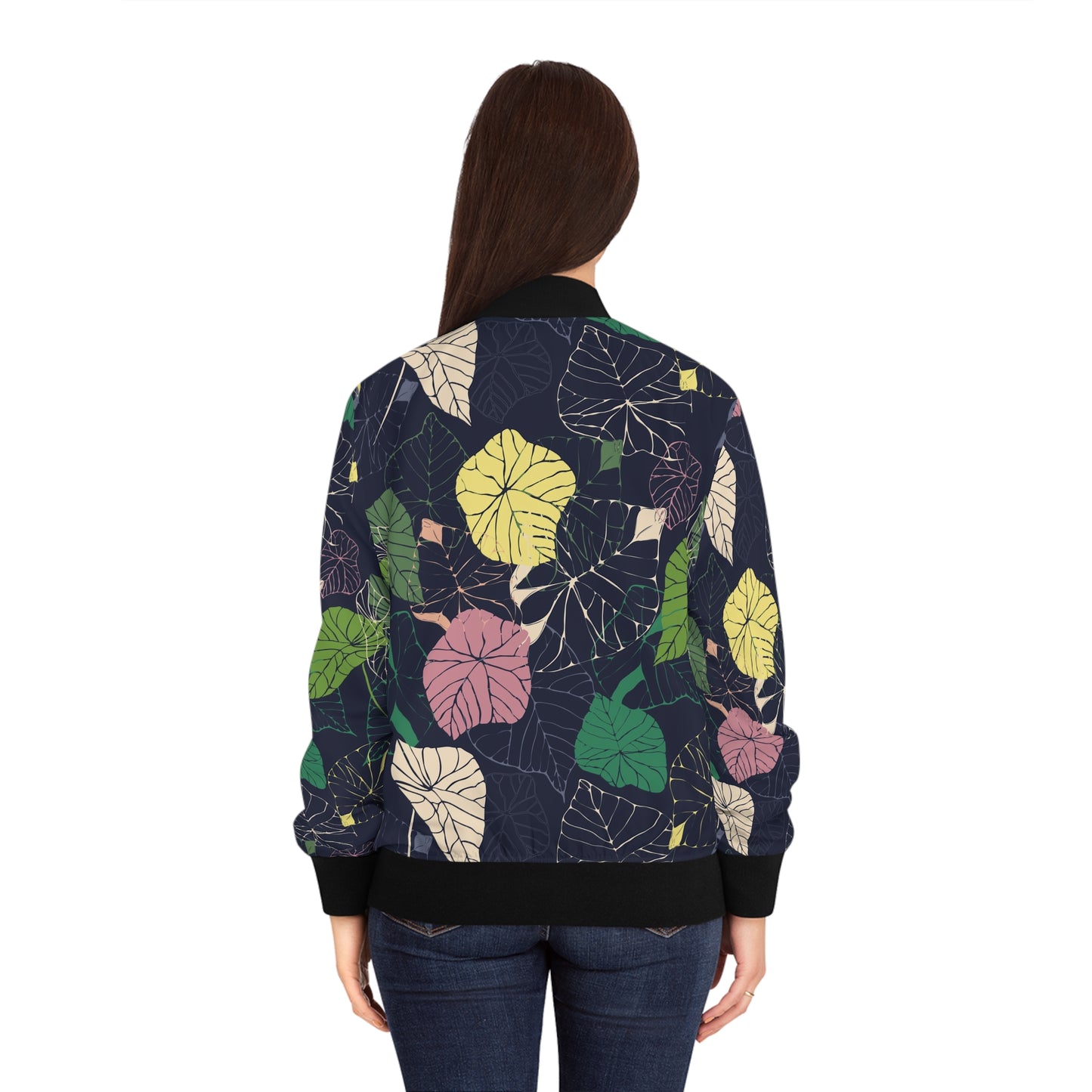 Vintage Bomber Jacket ~ Habour Leaves Design