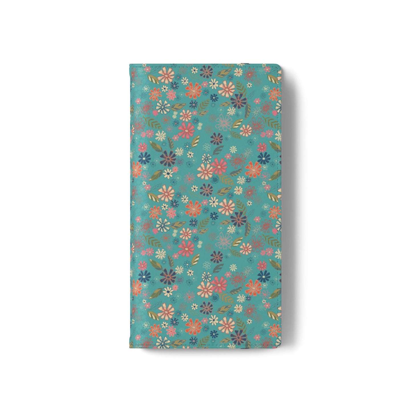 Floral Blue Flip Phone Case — Wallet Folio with Card Slots