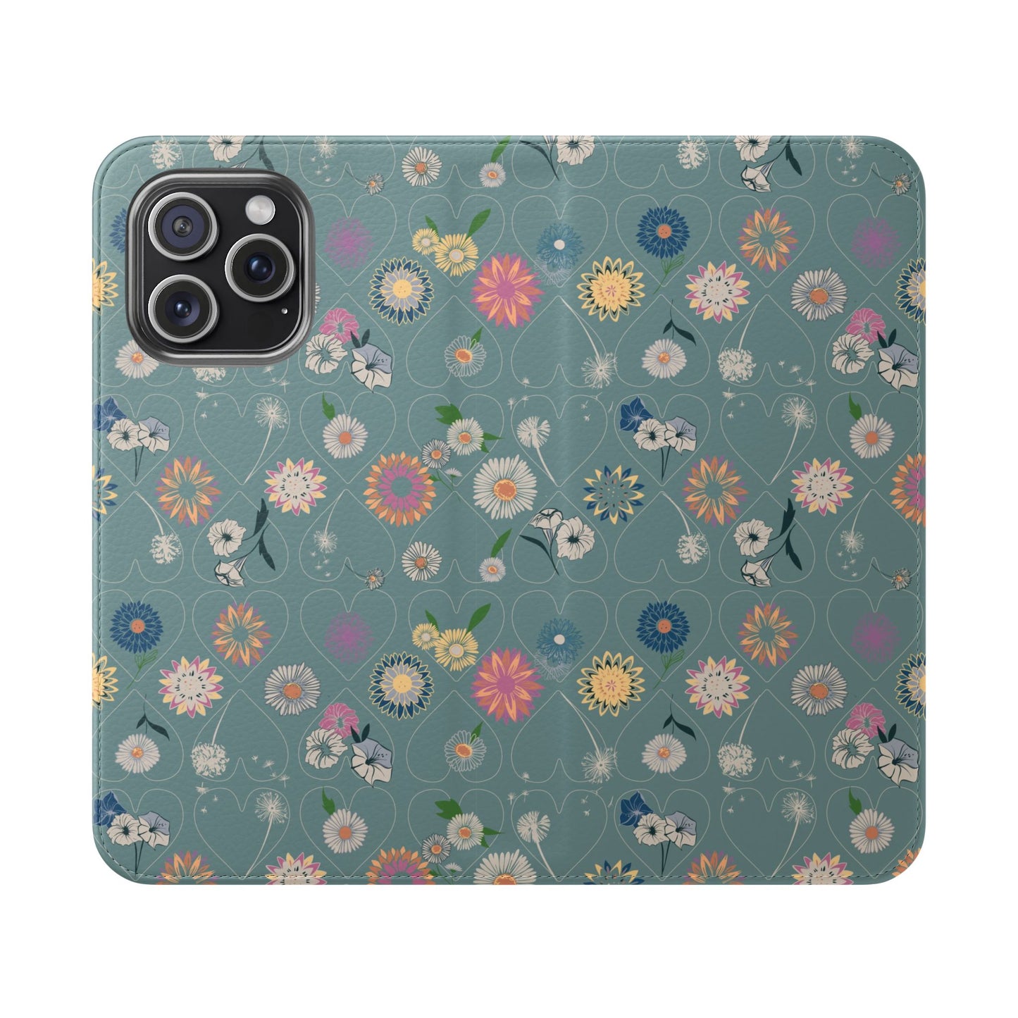Floral Teal Flip Phone Case ~ Angie Lee Design