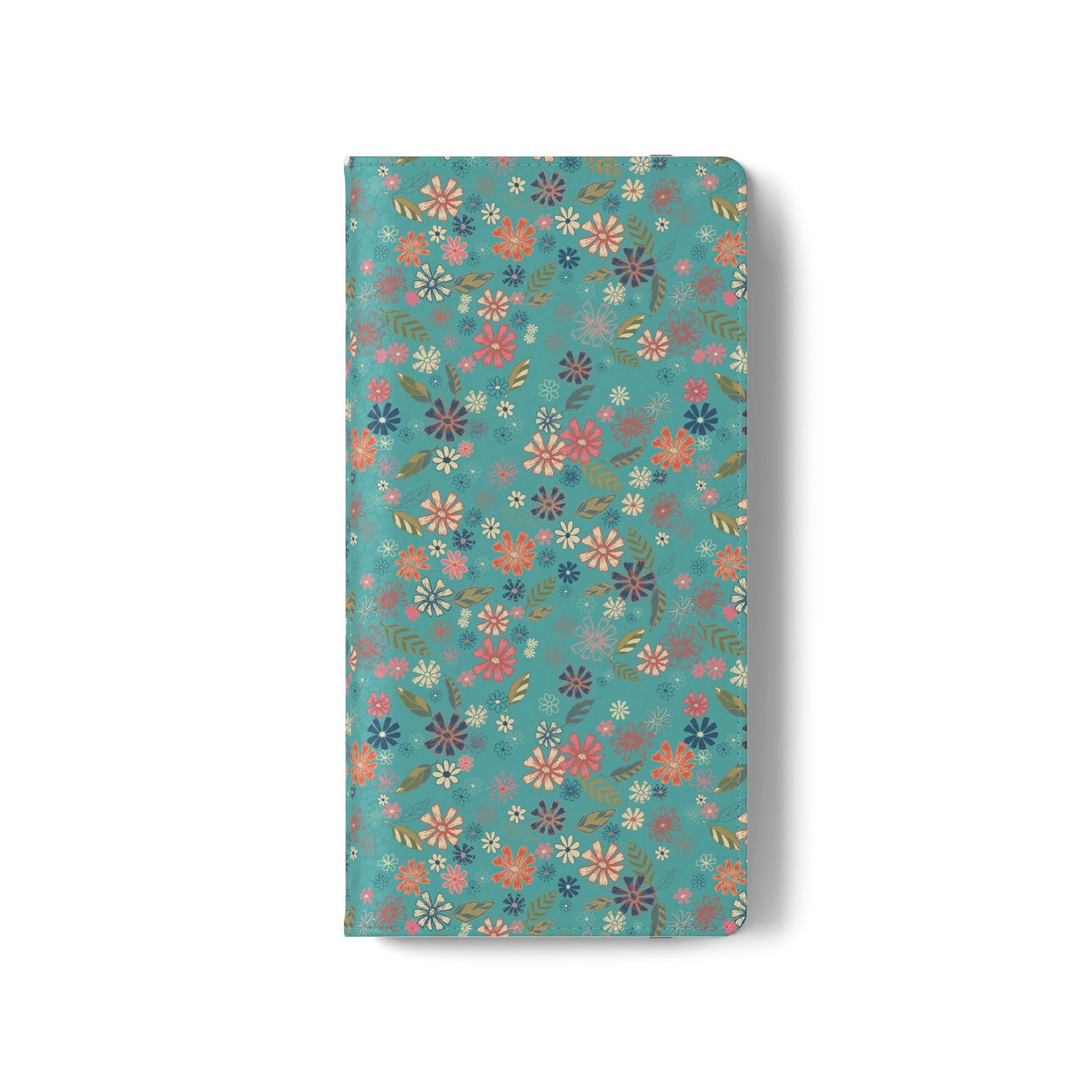 Floral Blue Flip Phone Case — Wallet Folio with Card Slots