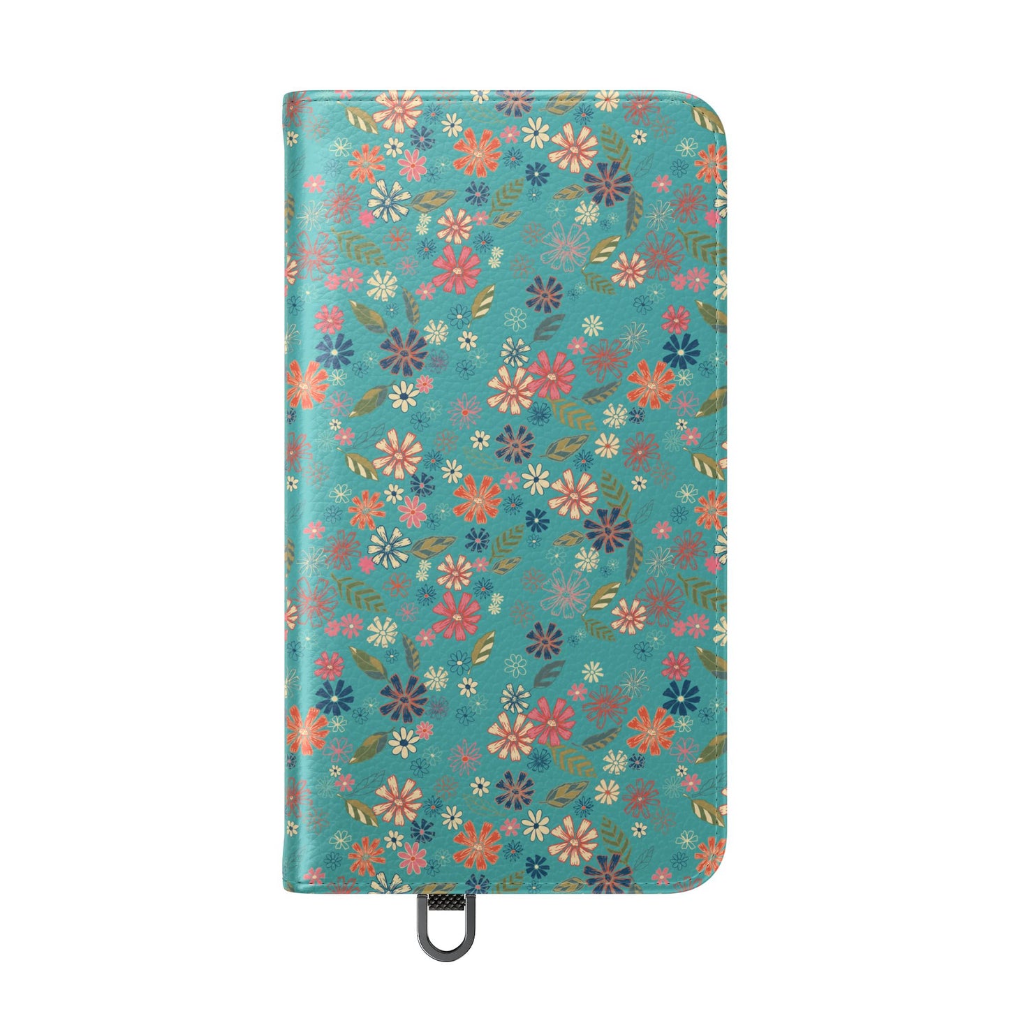 Floral Blue Flip Phone Case — Wallet Folio with Card Slots