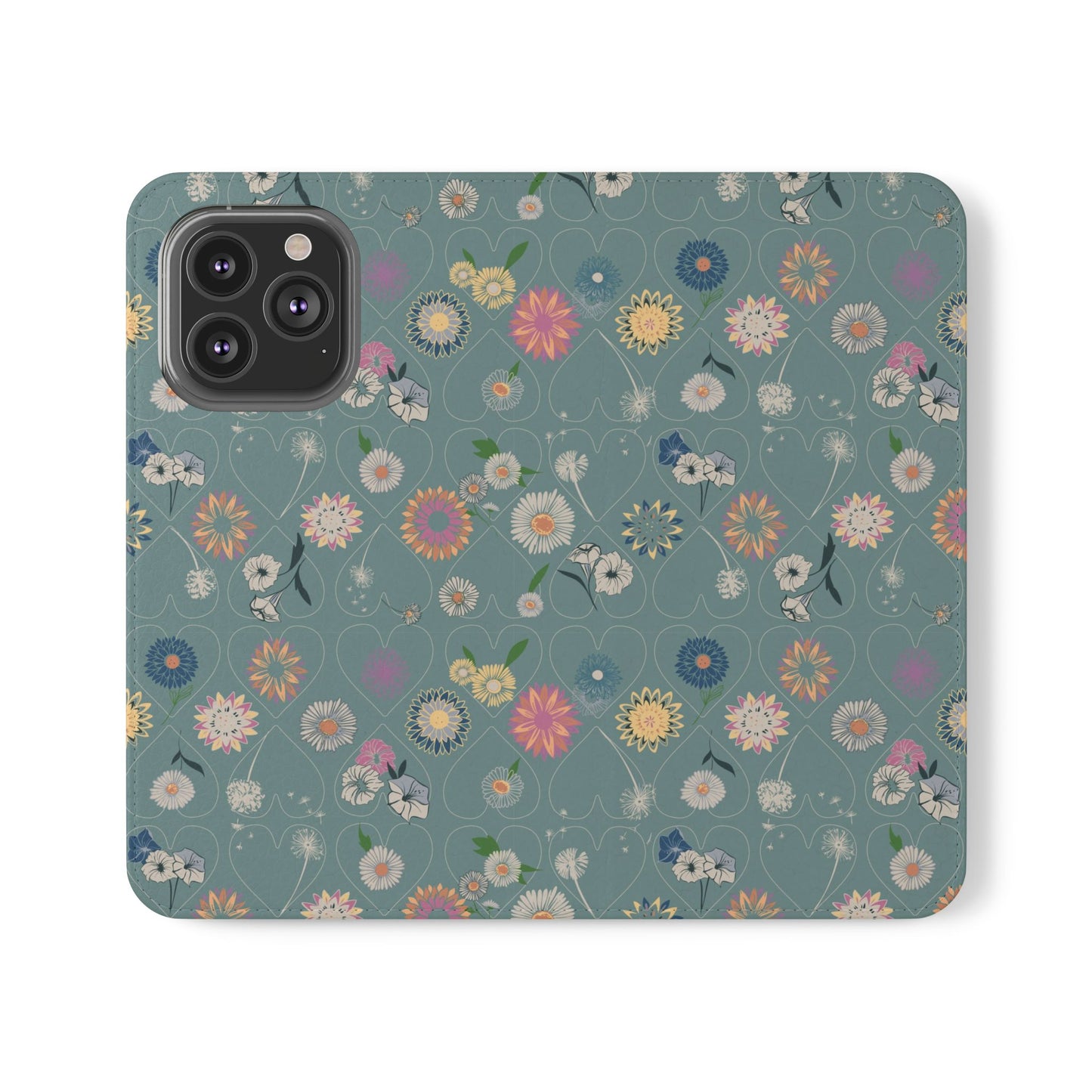 Floral Teal Flip Phone Case ~ Angie Lee Design