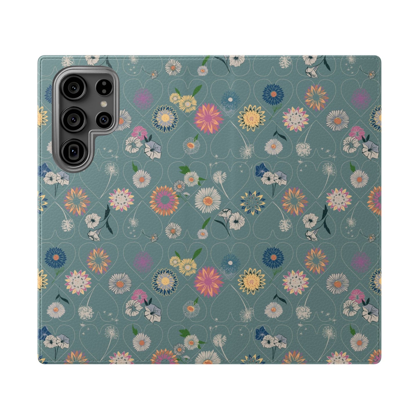 Floral Teal Flip Phone Case ~ Angie Lee Design