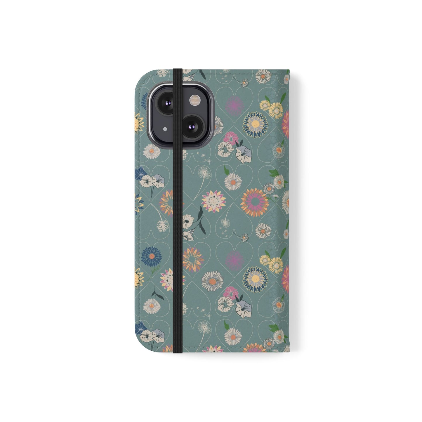Floral Teal Flip Phone Case ~ Angie Lee Design